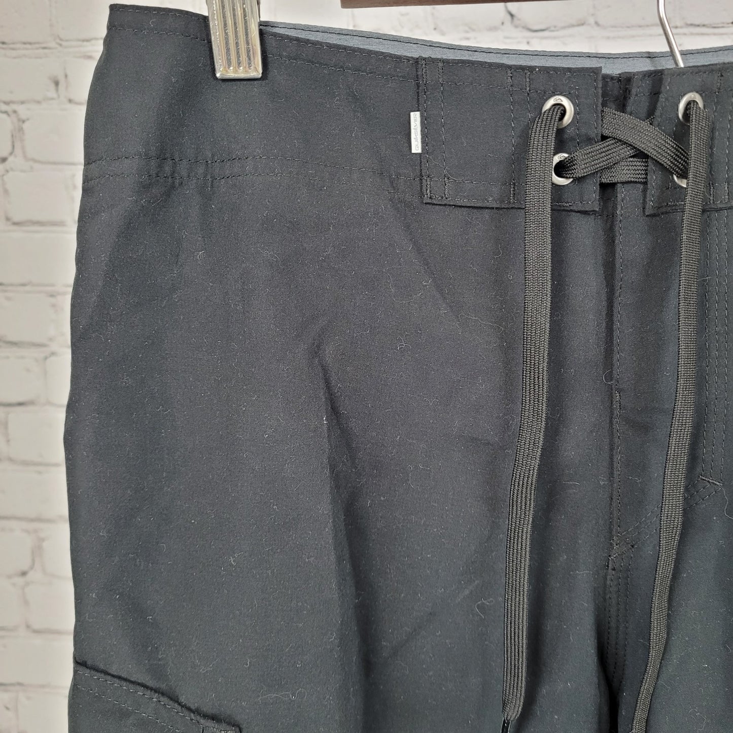 NWT Quiksilver Black Manic 22” Drawstring Swim Trunks Board Shorts Size 29 Long