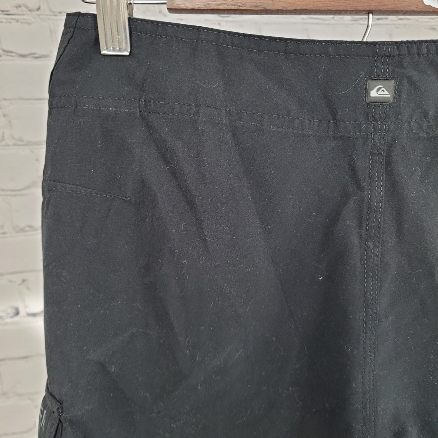 NWT Quiksilver Black Manic 22” Drawstring Swim Trunks Board Shorts Size 29 Long