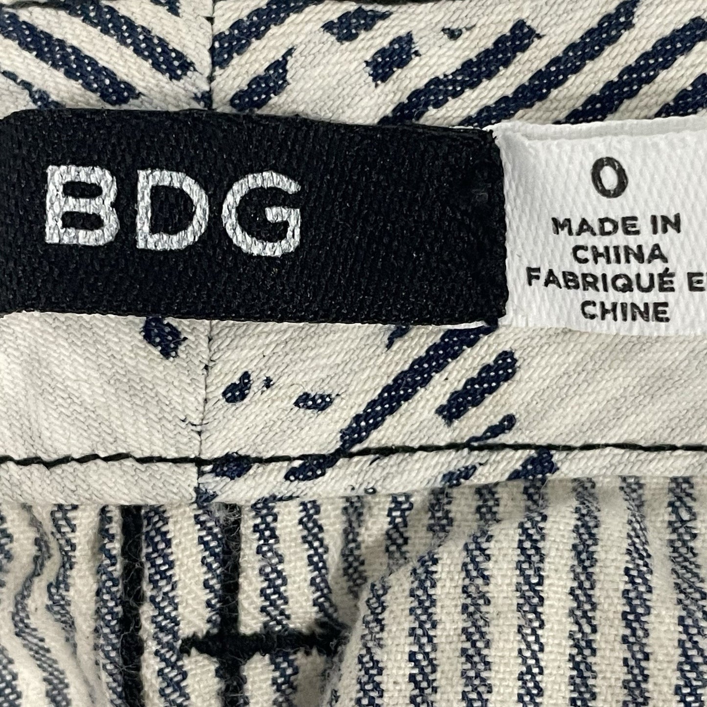 BDG Urban Outfitters Blue Ivory Cotton Striped Floral Mini Skirt Stretch Size 0