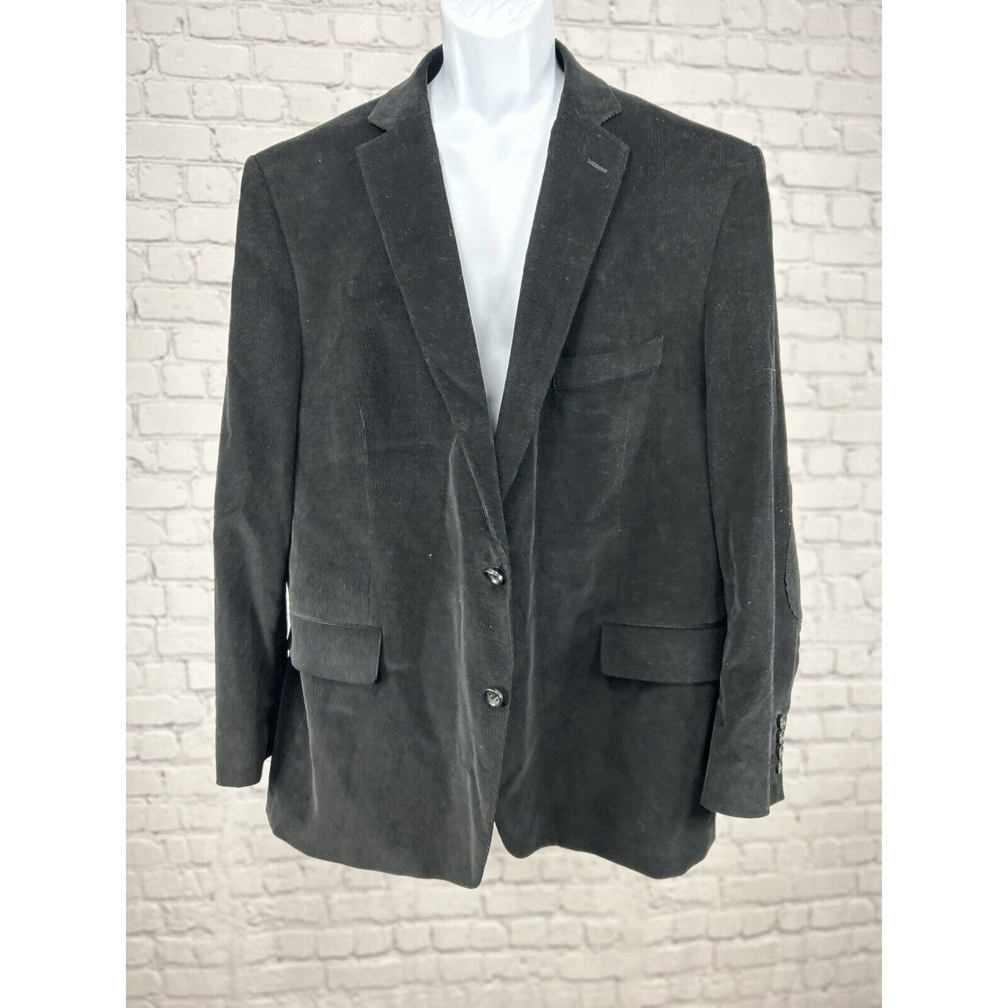 Stafford Black Corduroy Classic Fit Two Button Double Vented Sport Coat Size 48R