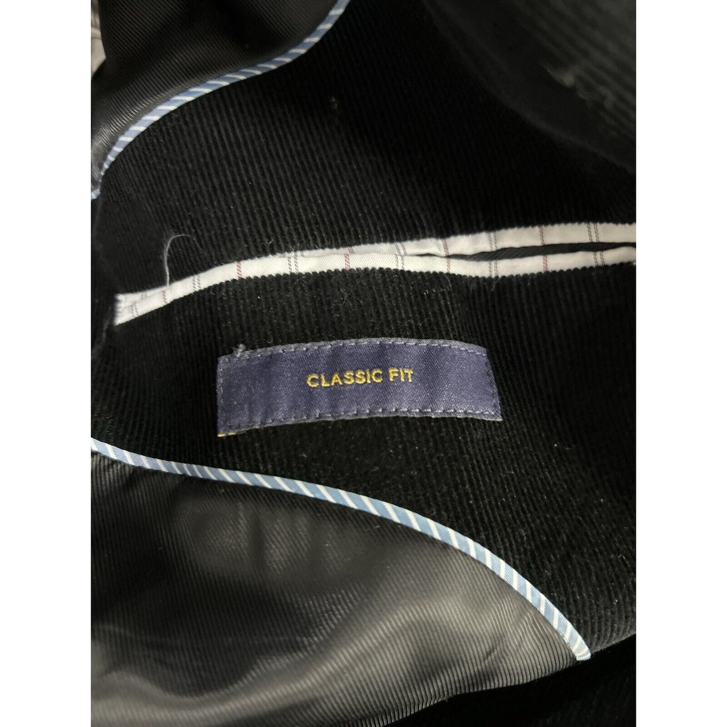 Stafford Black Corduroy Classic Fit Two Button Double Vented Sport Coat Size 48R