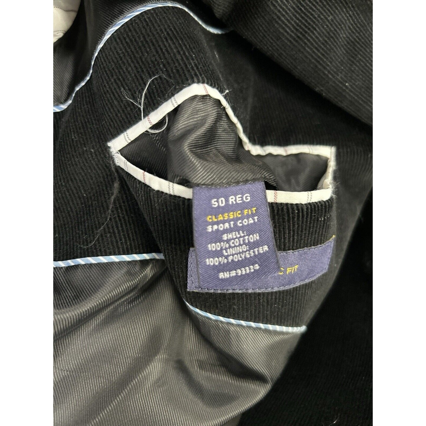 Stafford Black Corduroy Classic Fit Two Button Double Vented Sport Coat Size 48R