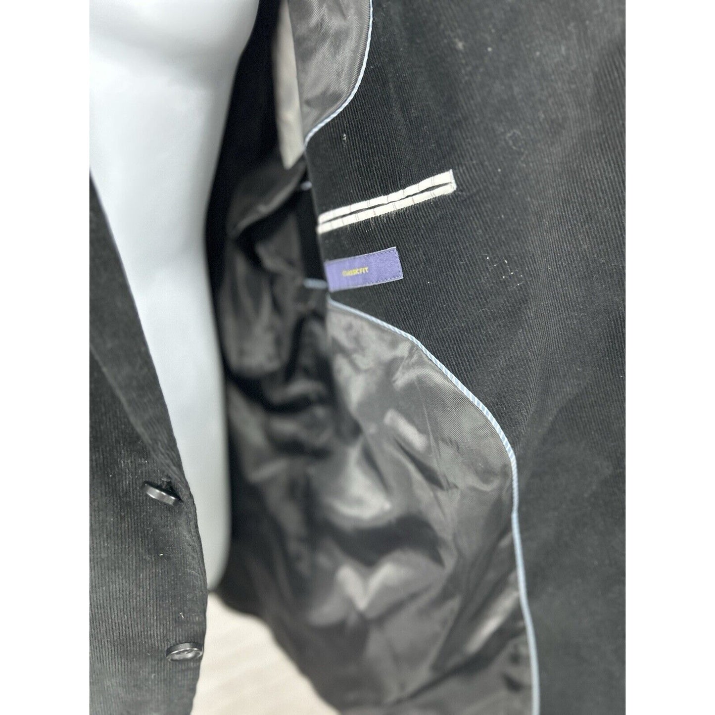 Stafford Black Corduroy Classic Fit Two Button Double Vented Sport Coat Size 48R