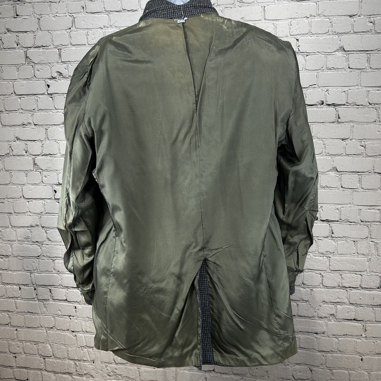 VTG John Peel Ltd Gray Blue Shepherds Check Elbow Patch Sport Coat Size 44