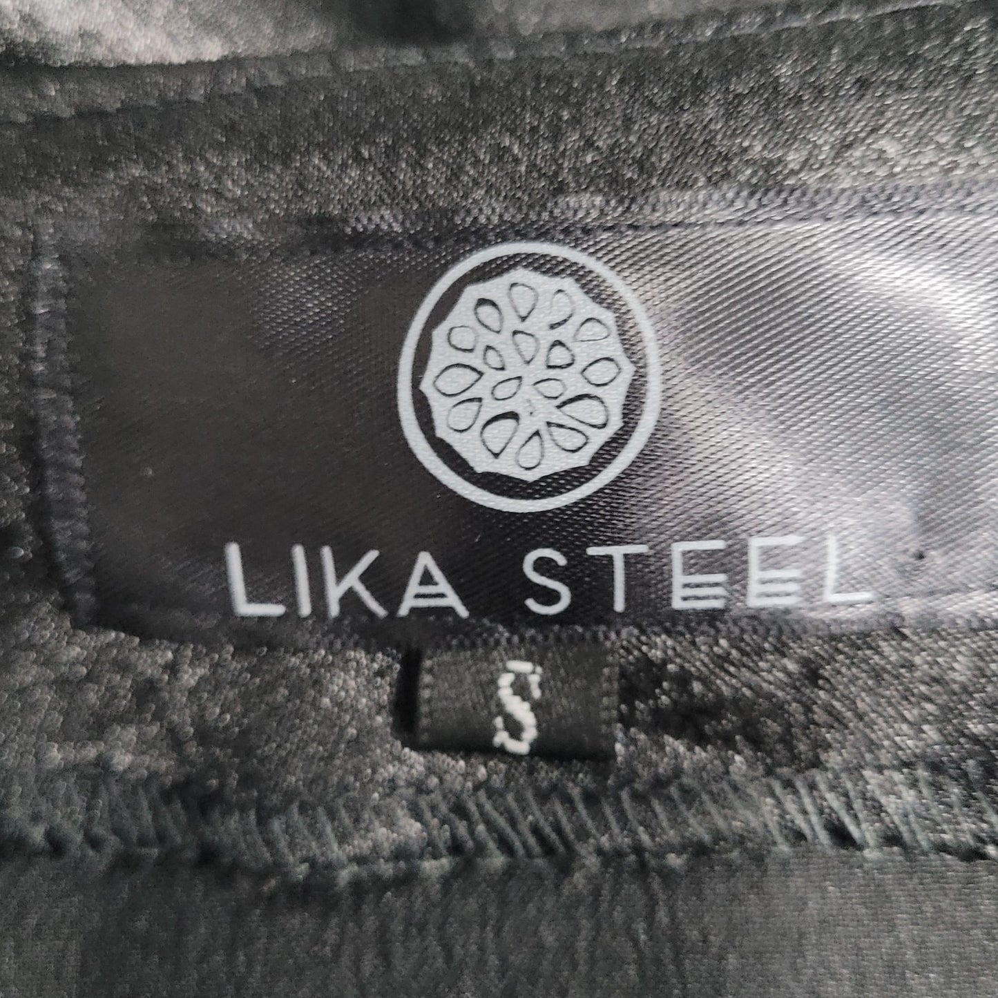 Lika Steel Black Satin Puff Long Sleeve Plunge A Line Maxi Dress Size Small S