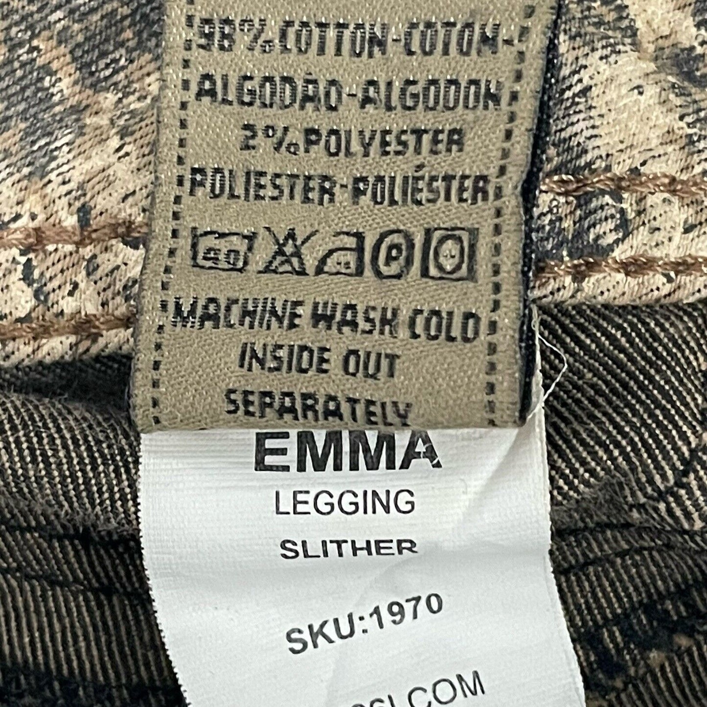 DL1961 Premium Denim Brown Emma Legging Slither Snake Mid Rise Size 30 (31x27)