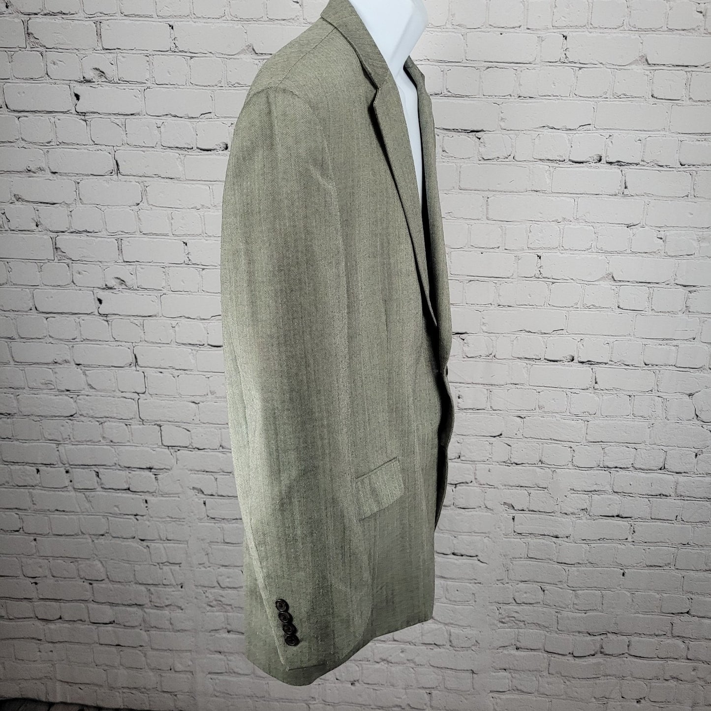 Lauren Ralph Lauren Grey Silk Wool Herringbone 2 Button Blazer Sport Coat 48R