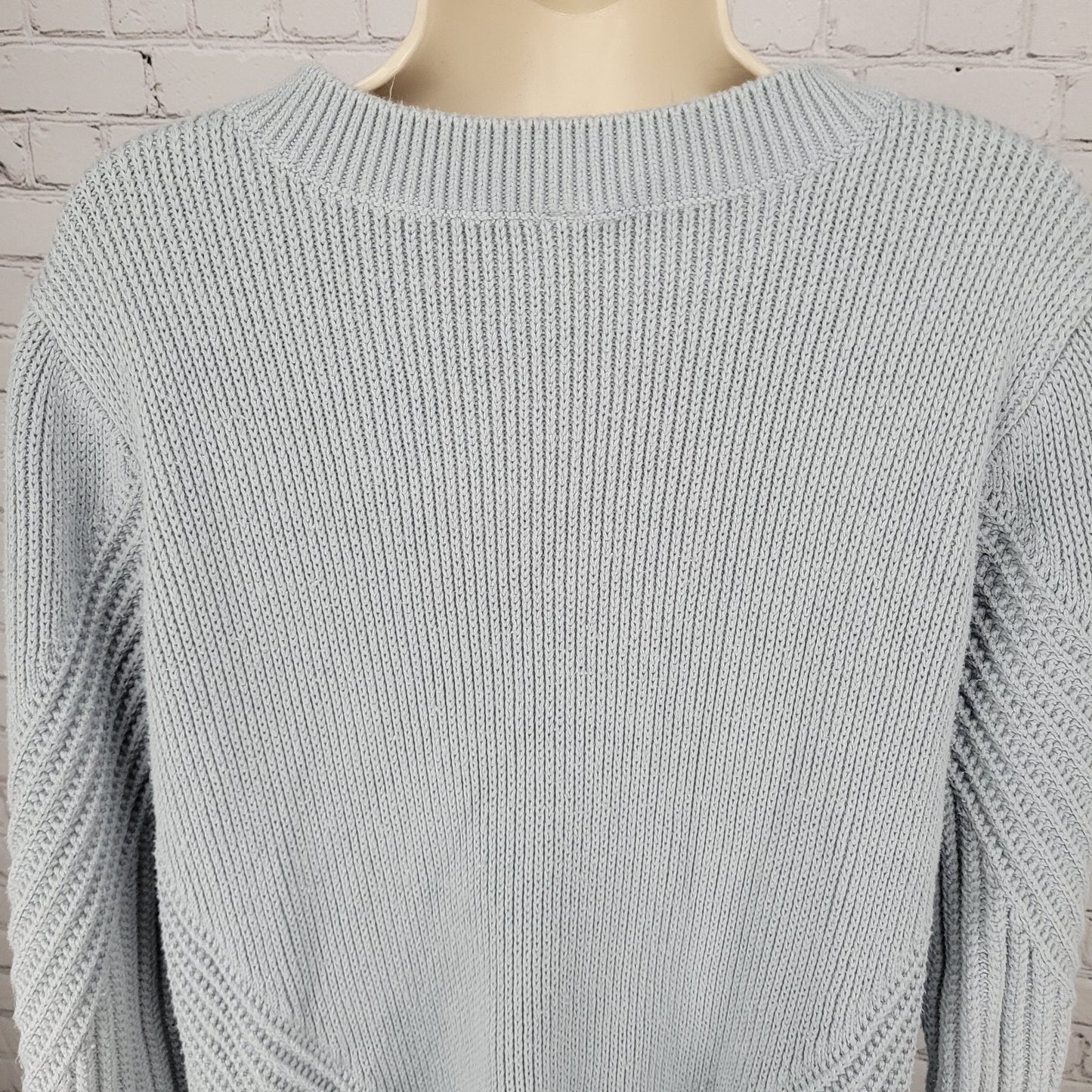 Athleta Blue Heavyweight Knit V Neck Long Sleeve Pullover Sweater Size XL