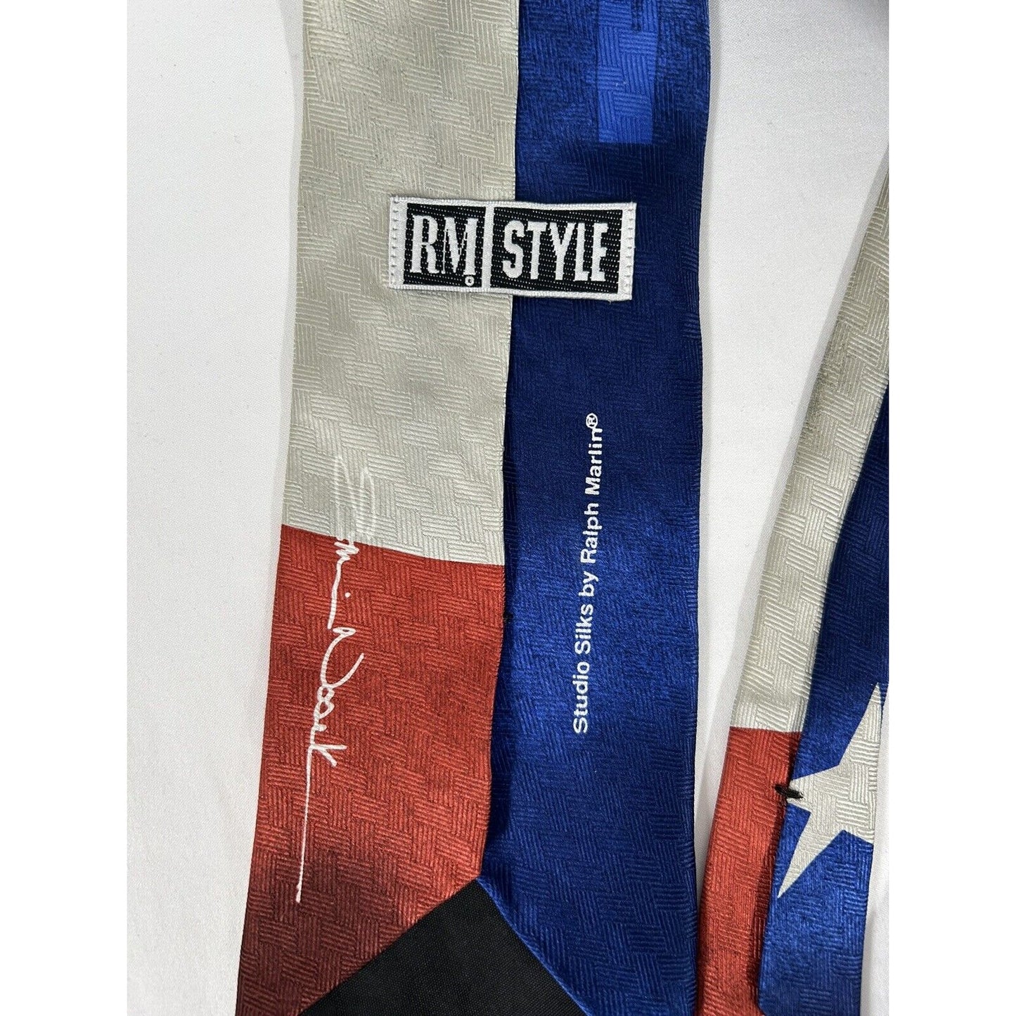 RM Style Ralph Marlin 100% Silk Texas Flag Made In USA Tie (56 X 4)