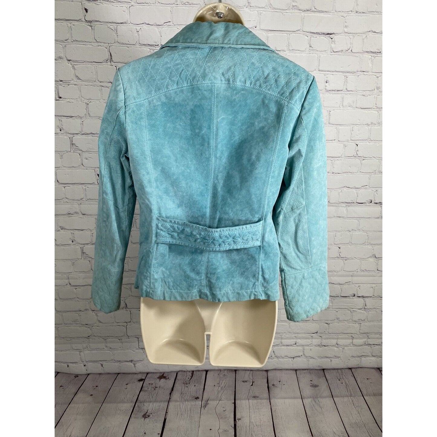 VTG North Style 100% Leather Snap Close Collared Slit Pocket Jacket Womens S
