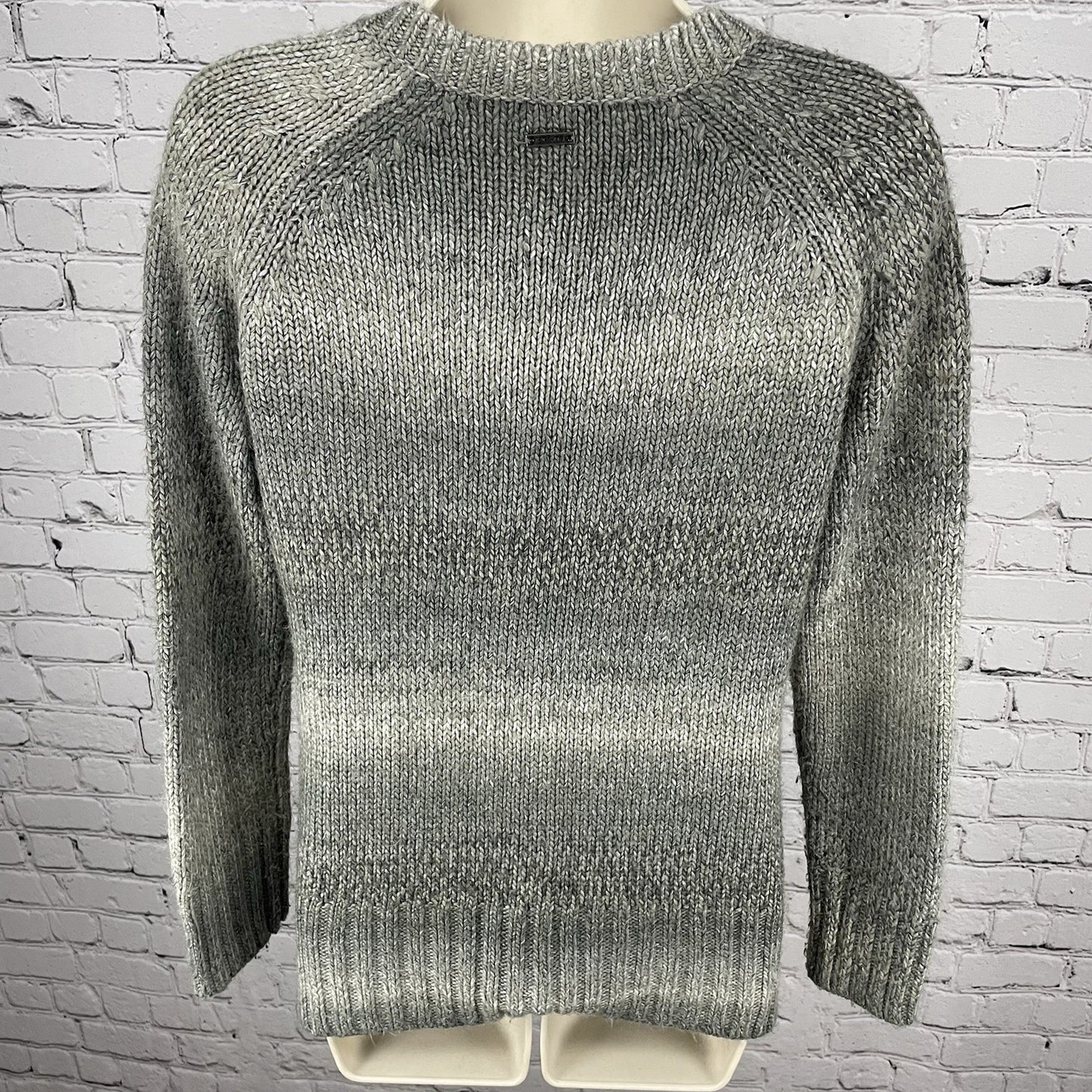 prAna Grey Cable Knit V Neck Raglan Sleeve Pullover Sweater Size Small S