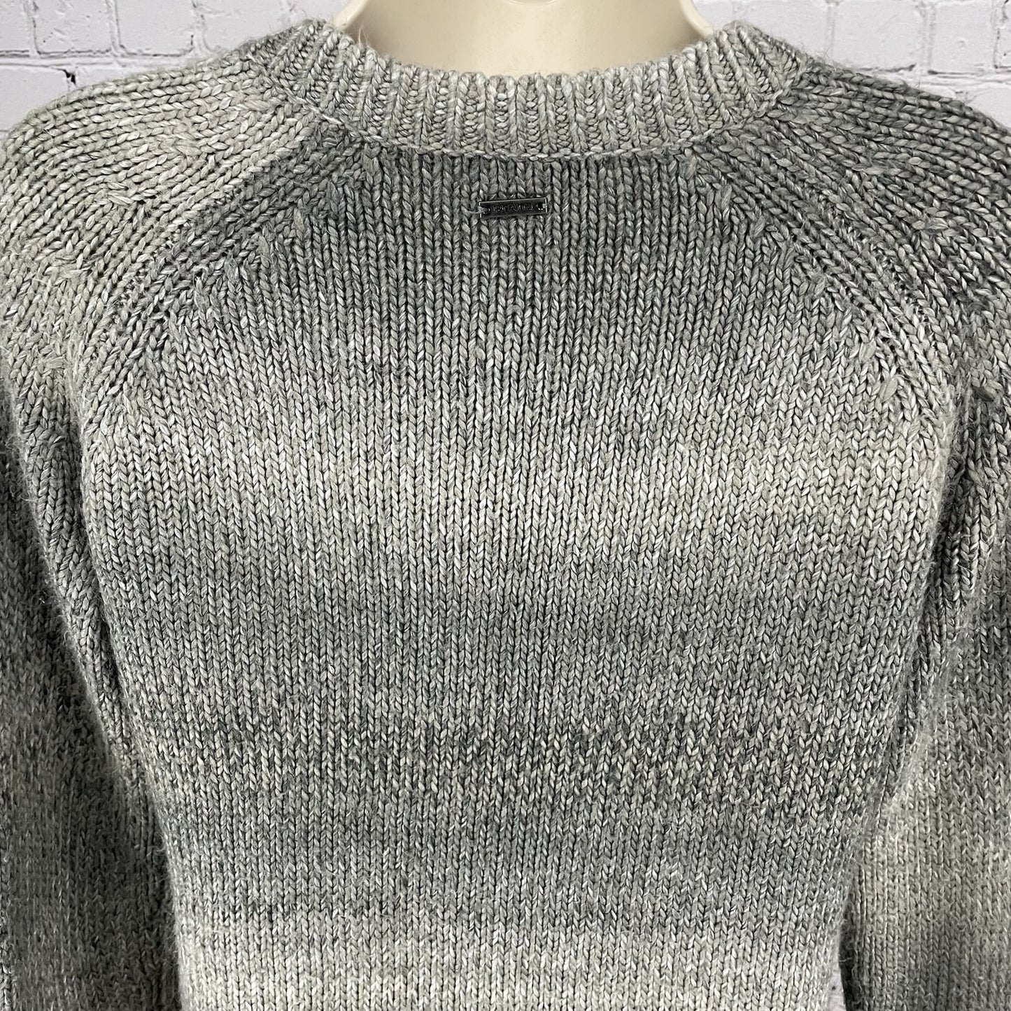 prAna Grey Cable Knit V Neck Raglan Sleeve Pullover Sweater Size Small S