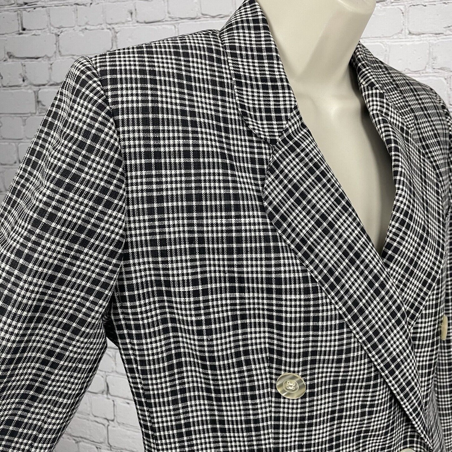 Vintage Giorgio Sant’ Angelo Black White Check Lightweight Blazer Jacket Small S