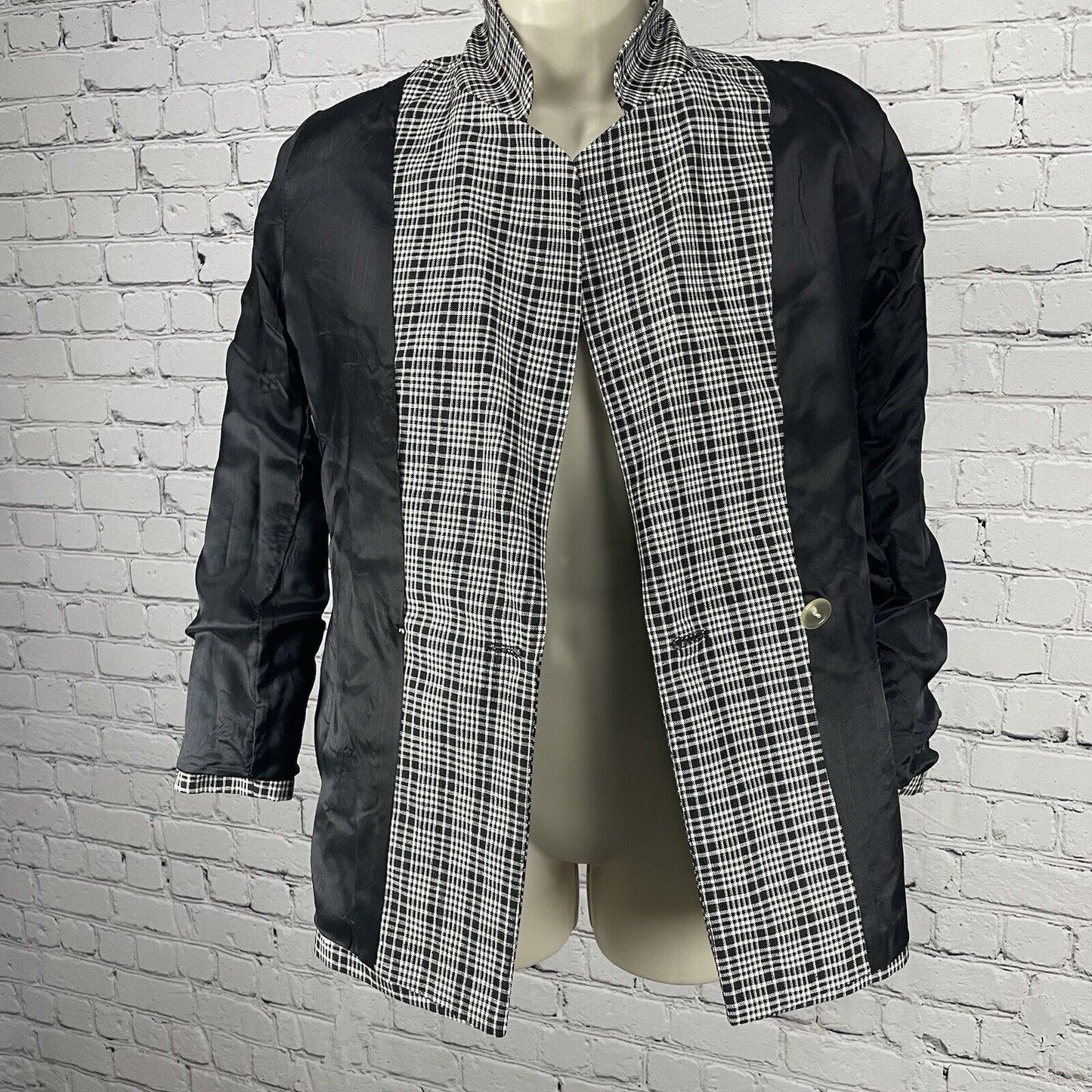 Vintage Giorgio Sant’ Angelo Black White Check Lightweight Blazer Jacket Small S