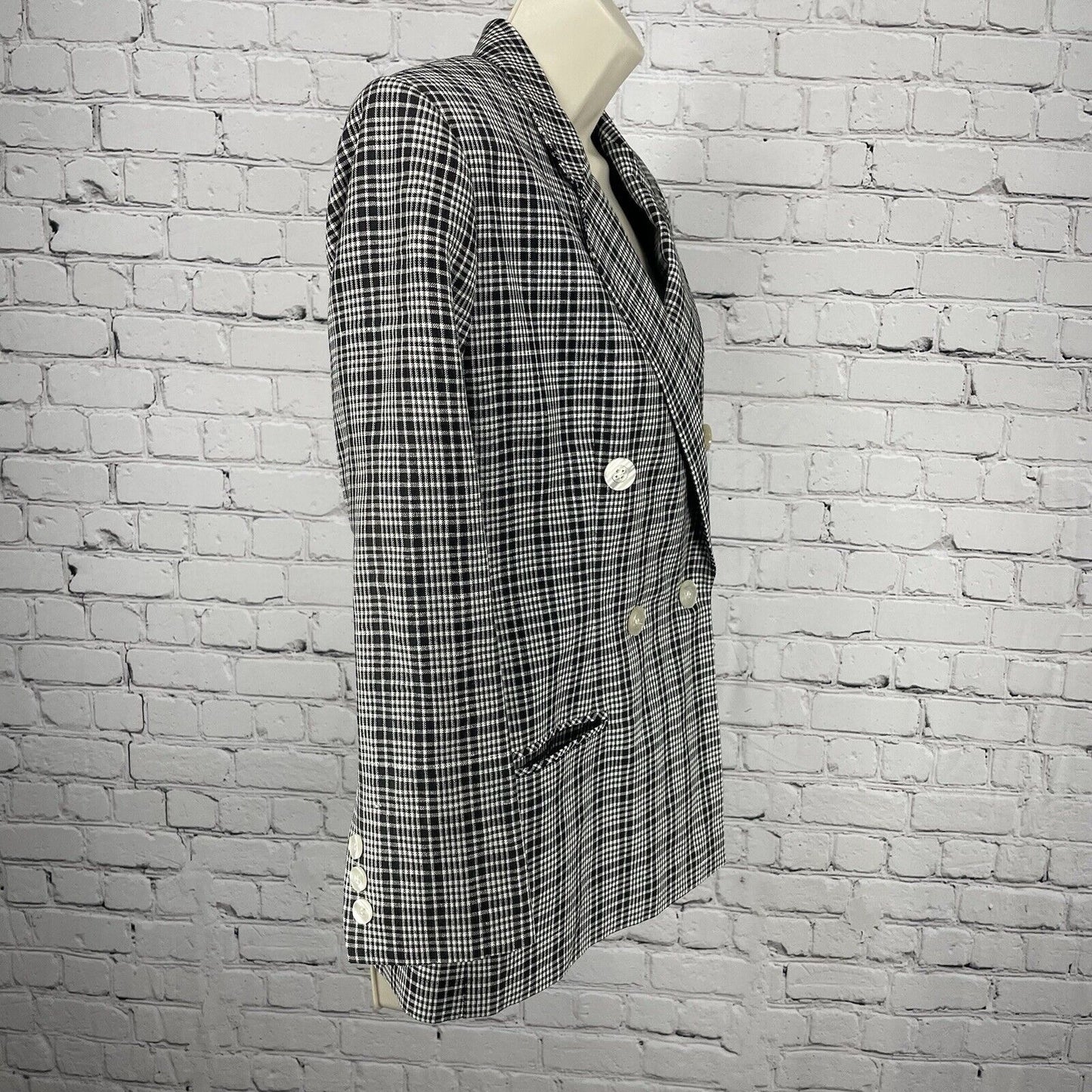 Vintage Giorgio Sant’ Angelo Black White Check Lightweight Blazer Jacket Small S