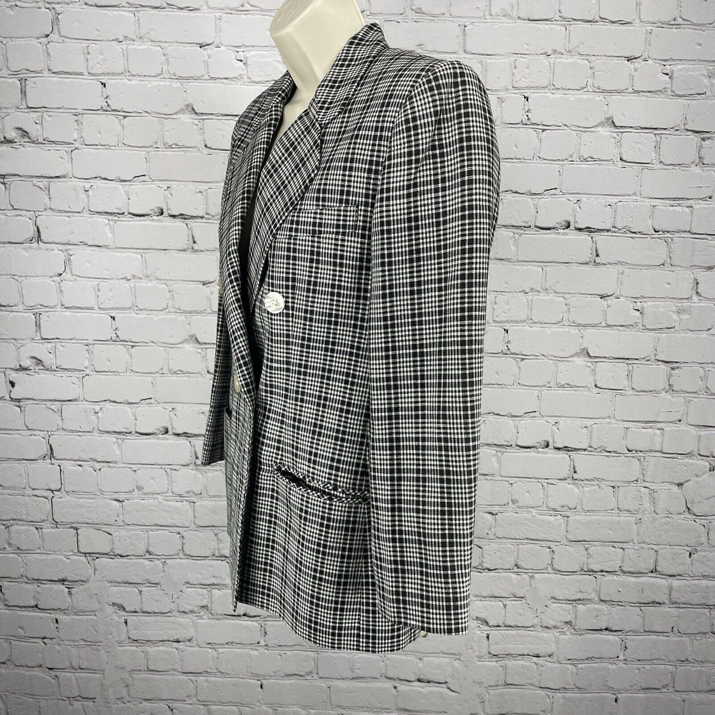 Vintage Giorgio Sant’ Angelo Black White Check Lightweight Blazer Jacket Small S