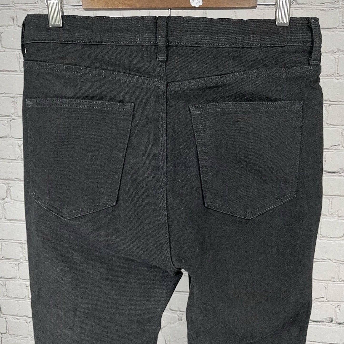Everlane Black Denim Straight Leg Mid Rise Stretch Raw Hem Jeans 30R (30x26)