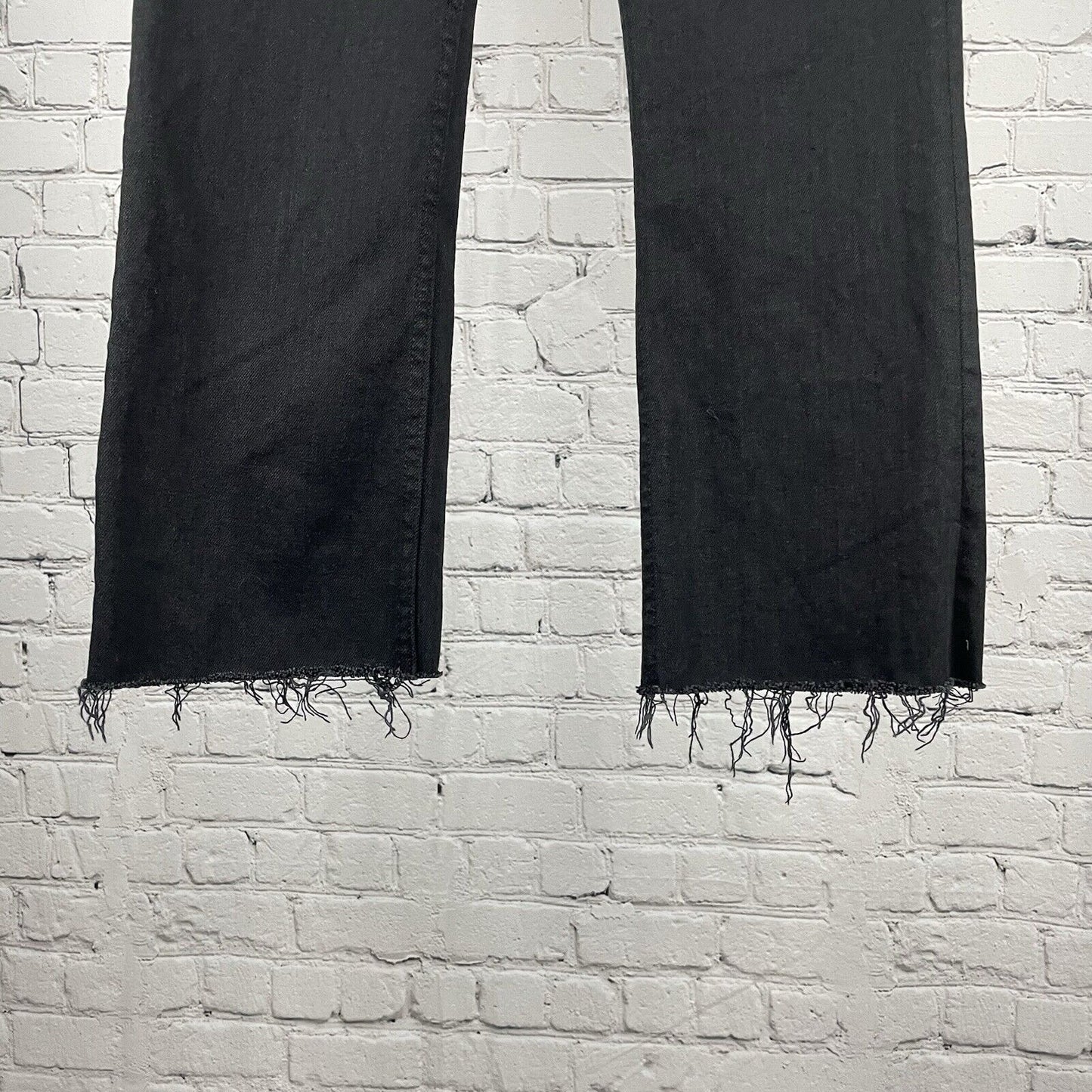 Everlane Black Denim Straight Leg Mid Rise Stretch Raw Hem Jeans 30R (30x26)