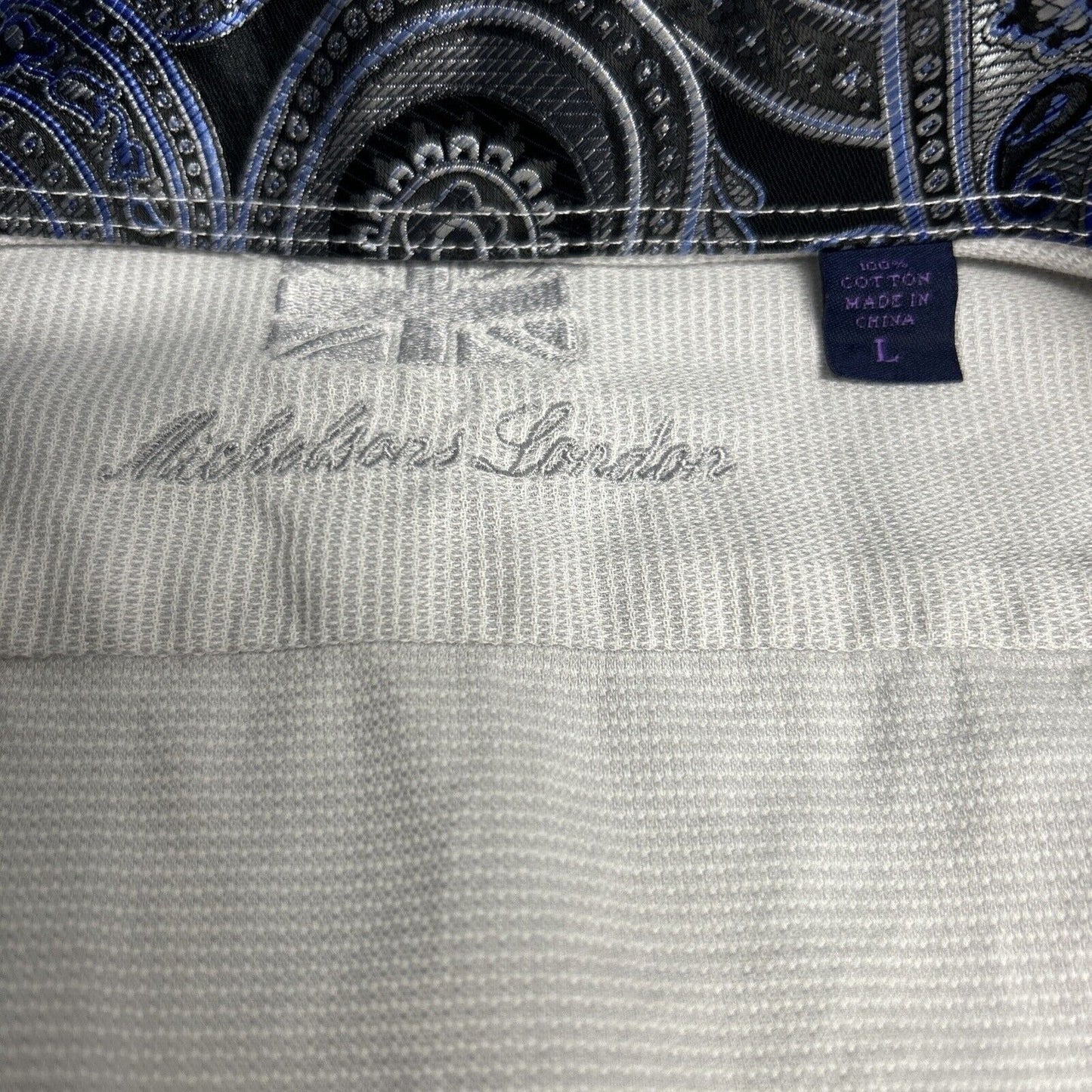 Michelsons London White Textured Cutaway Collar Long Sleeve Button Down Shirt L