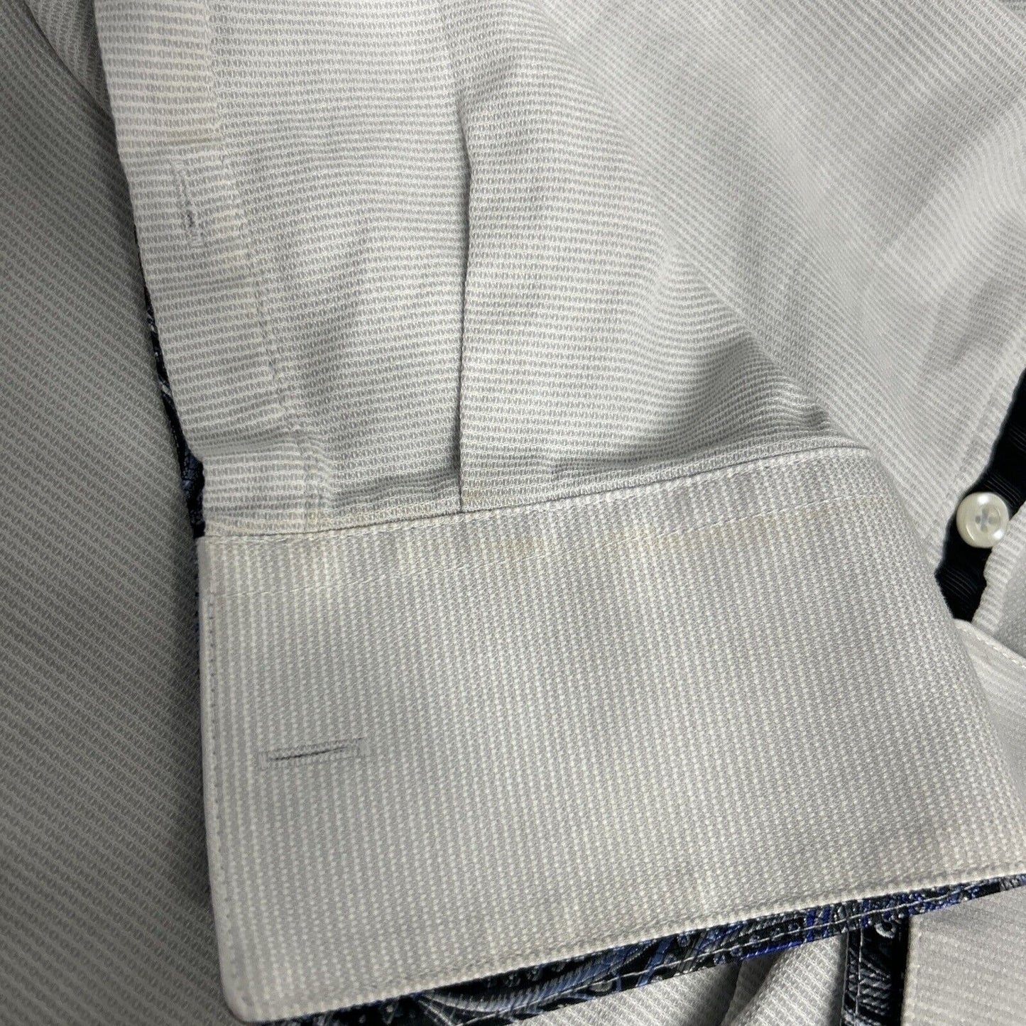 Michelsons London White Textured Cutaway Collar Long Sleeve Button Down Shirt L
