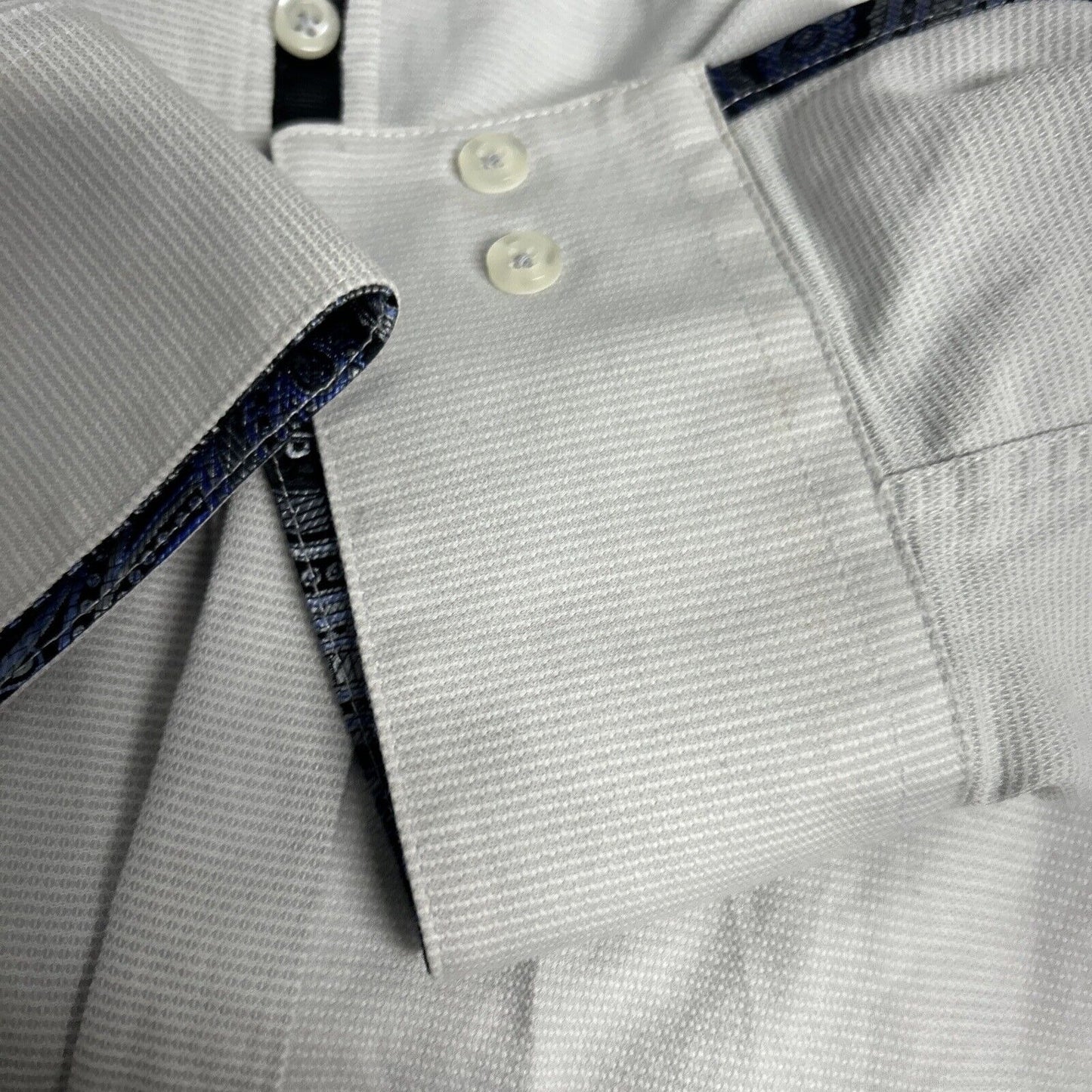 Michelsons London White Textured Cutaway Collar Long Sleeve Button Down Shirt L