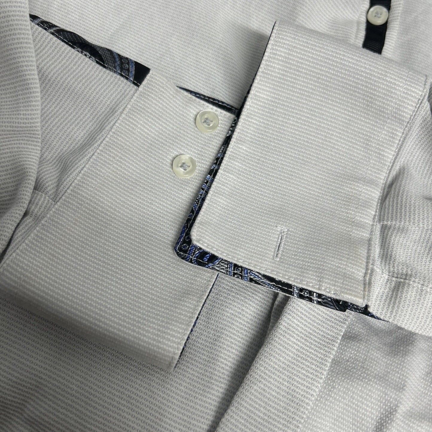 Michelsons London White Textured Cutaway Collar Long Sleeve Button Down Shirt L