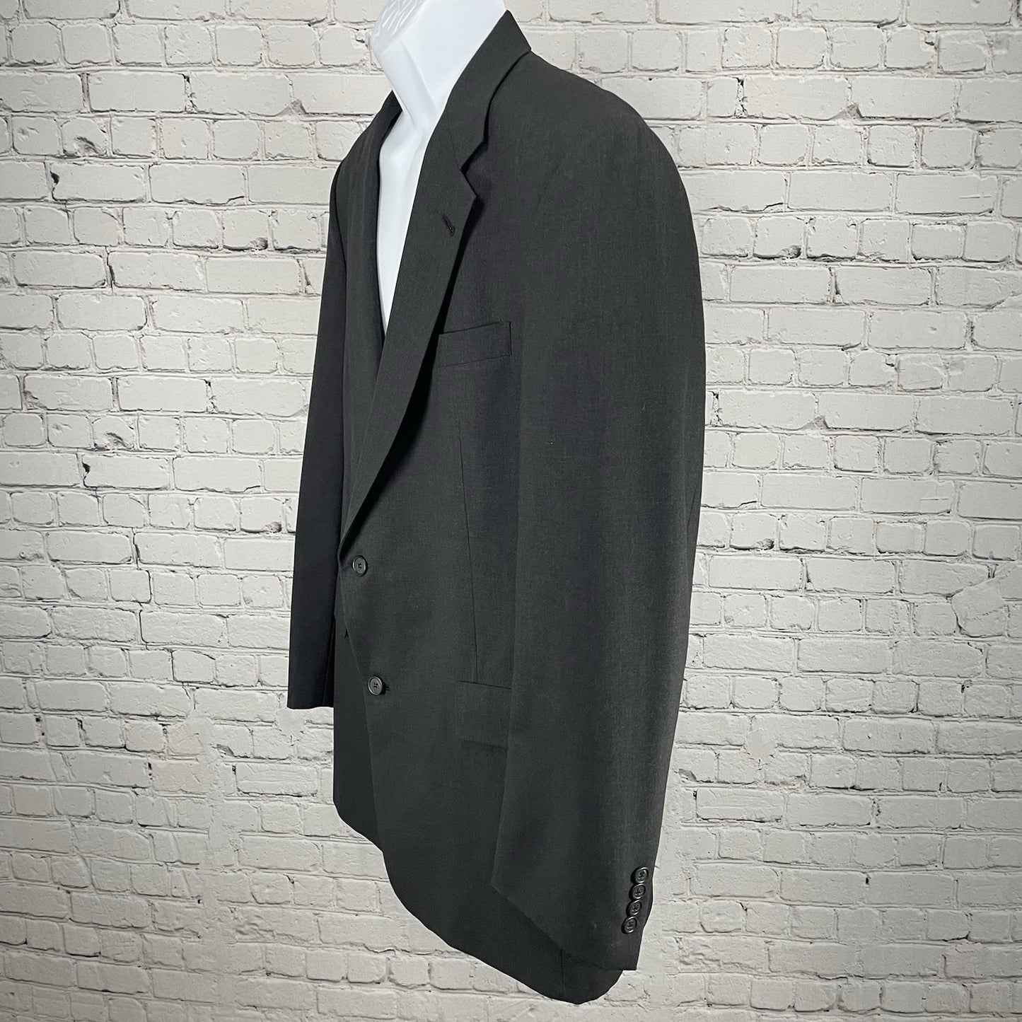 Hart Schaffner Marx Dark Grey Wool 100’s 2 Button Blazer Sport Coat USA Size 42L