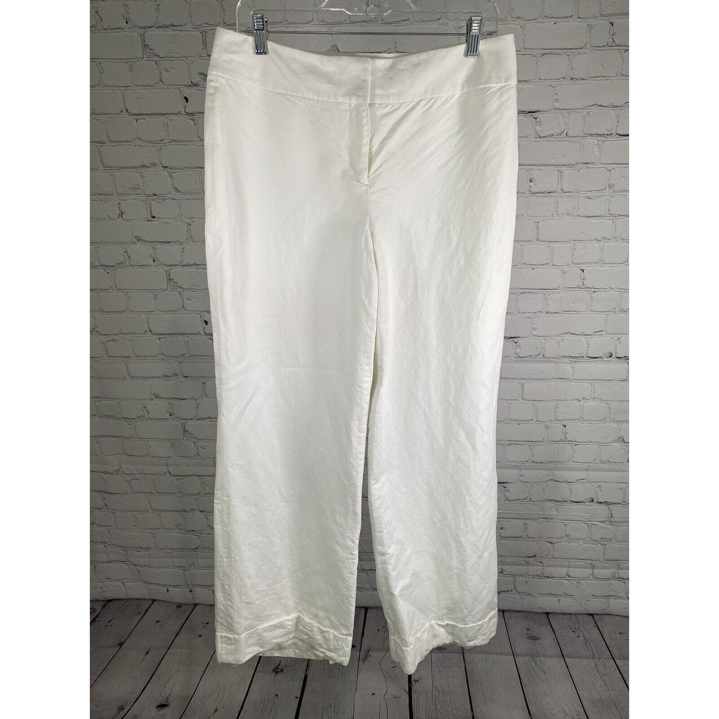 NWD Ann Taylor Loft Linen Blend Wide Leg White Pants Womens 10