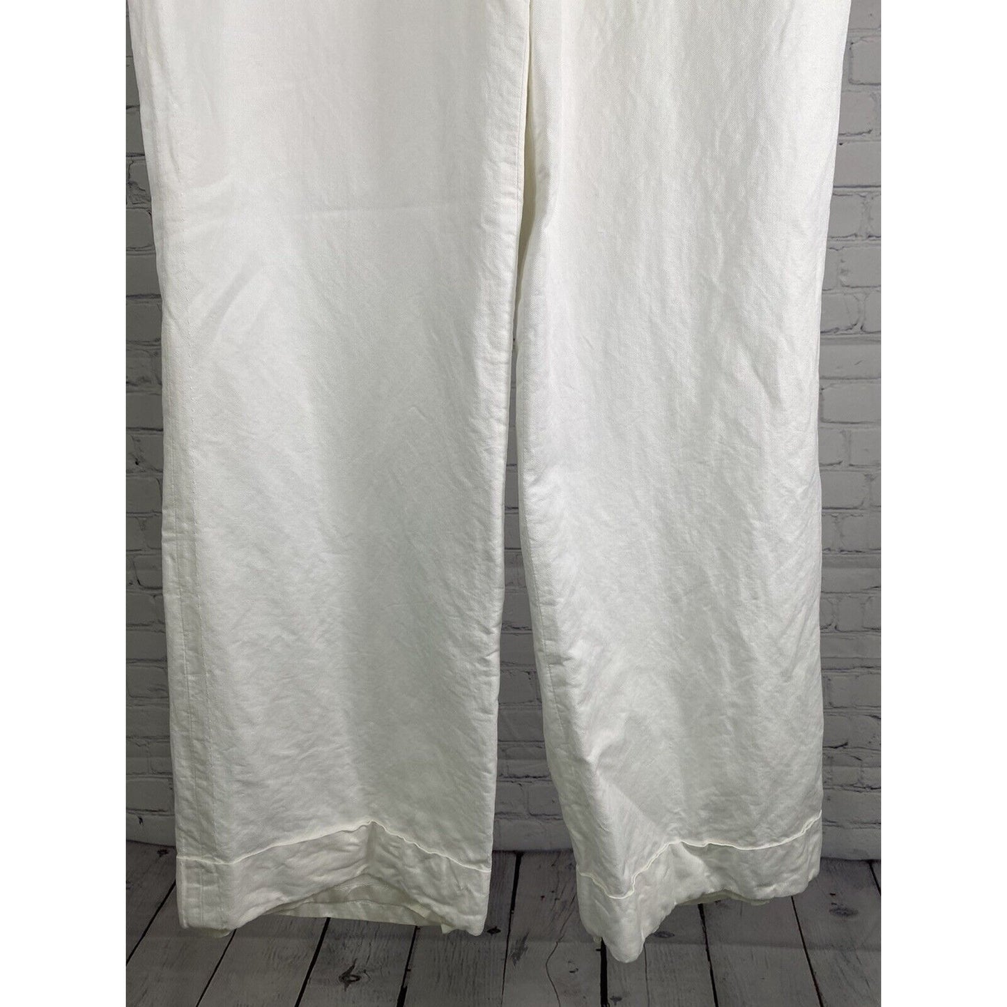 NWD Ann Taylor Loft Linen Blend Wide Leg White Pants Womens 10