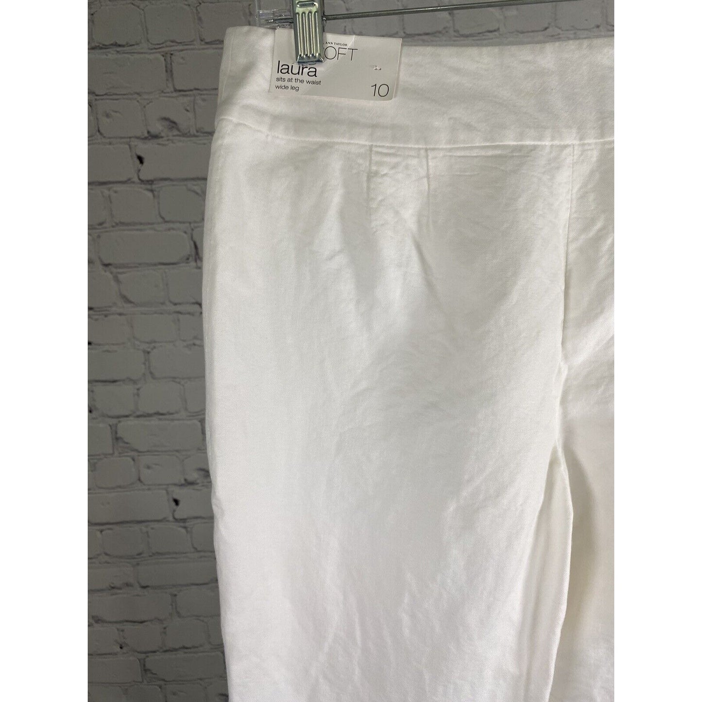 NWD Ann Taylor Loft Linen Blend Wide Leg White Pants Womens 10