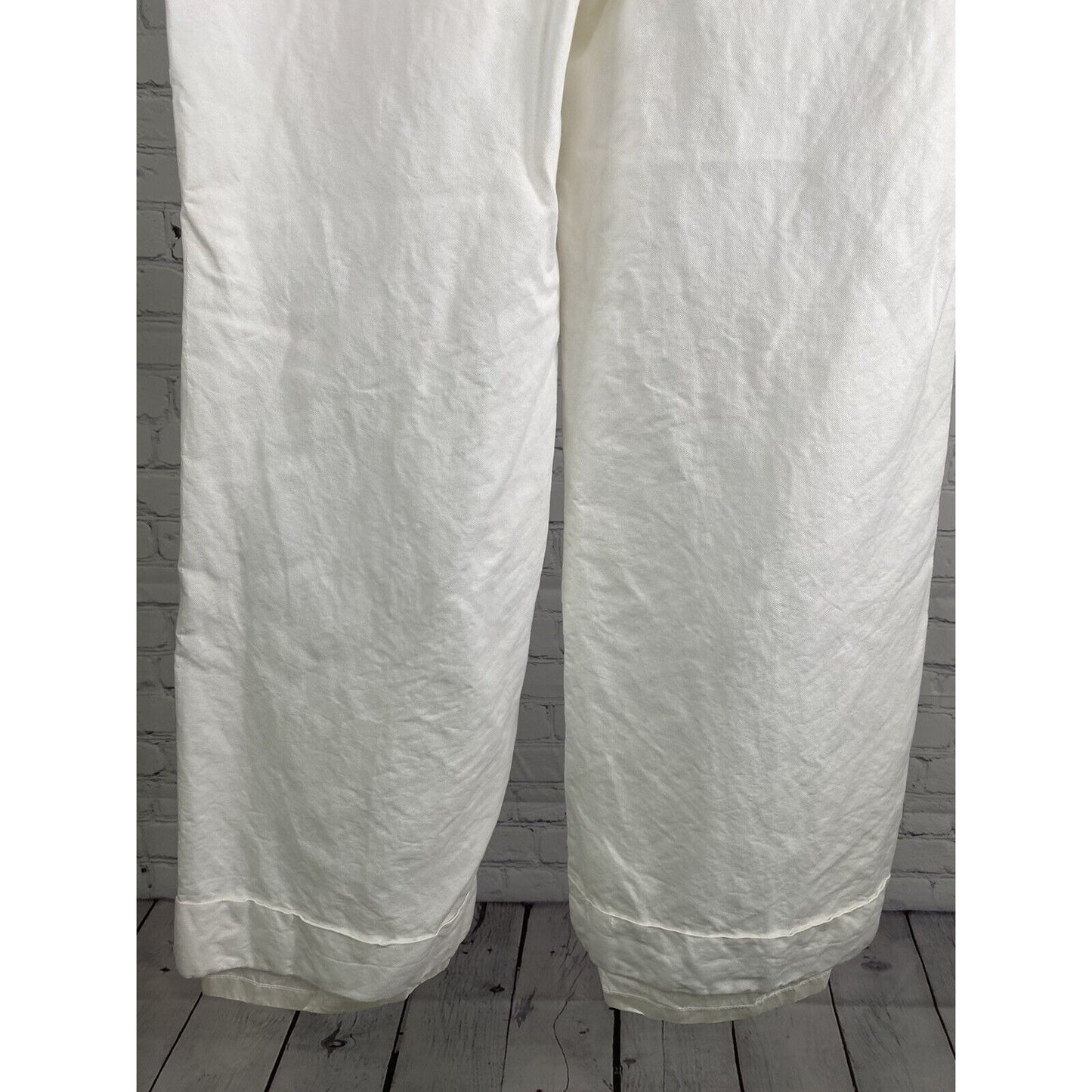 NWD Ann Taylor Loft Linen Blend Wide Leg White Pants Womens 10
