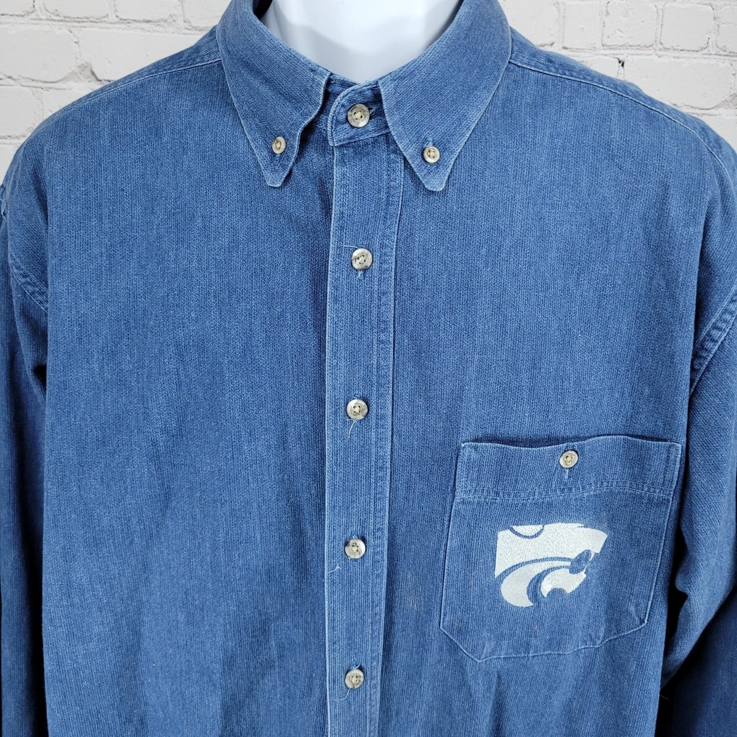 Kansas State Wildcats Creekwood Blue Cotton Button Down Shirt USA Made Size 2XT