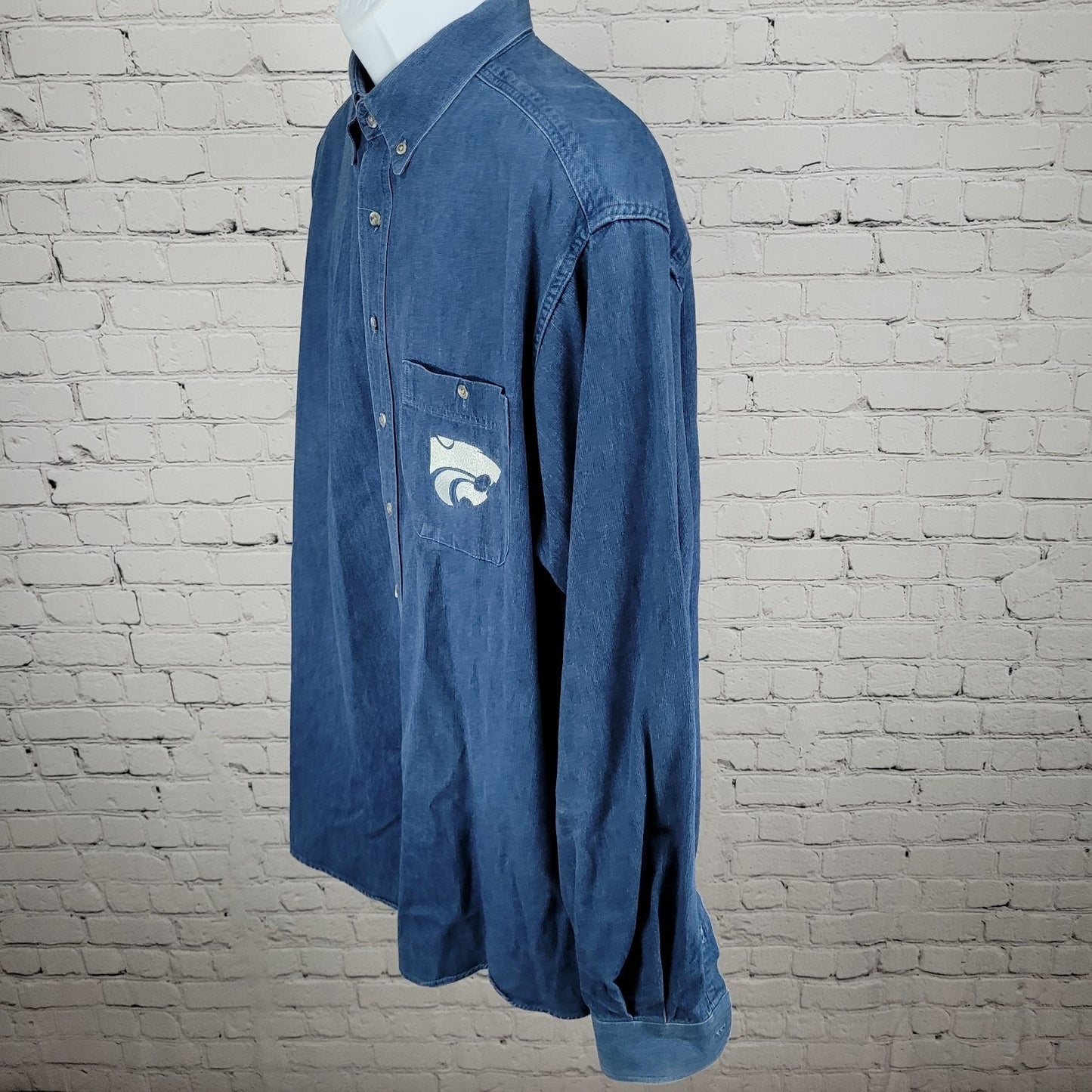 Kansas State Wildcats Creekwood Blue Cotton Button Down Shirt USA Made Size 2XT