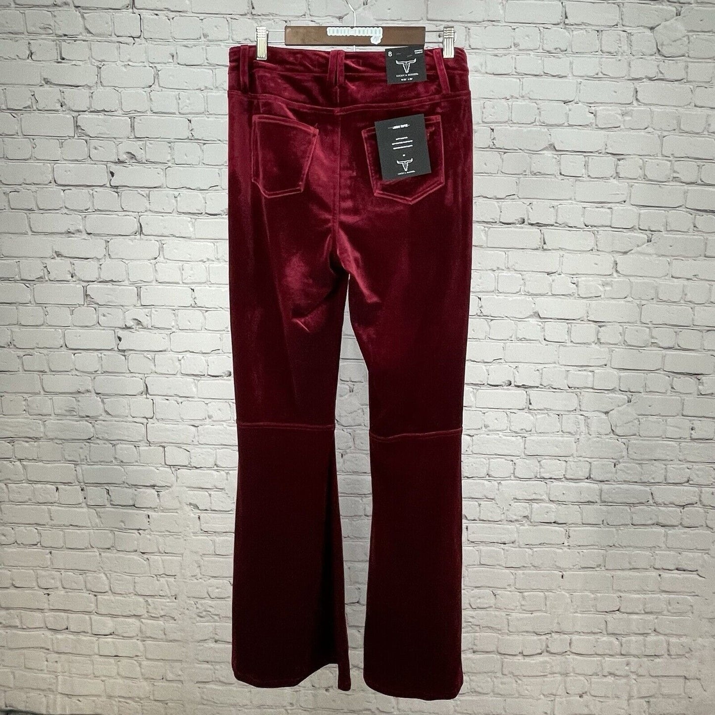 NWT Lucky & Blessed Red Velvet High Waist Flare Fit Butt Shaping Size 8 (31x34)