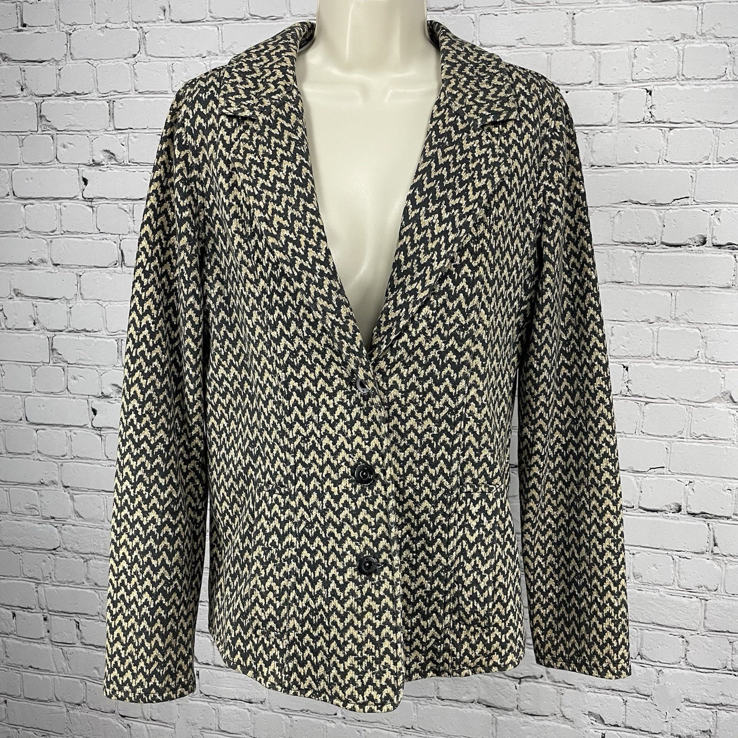 Hurley Chevron Cotton Blend Lightweight Button Up Blazer Jacket Unlined Size XL