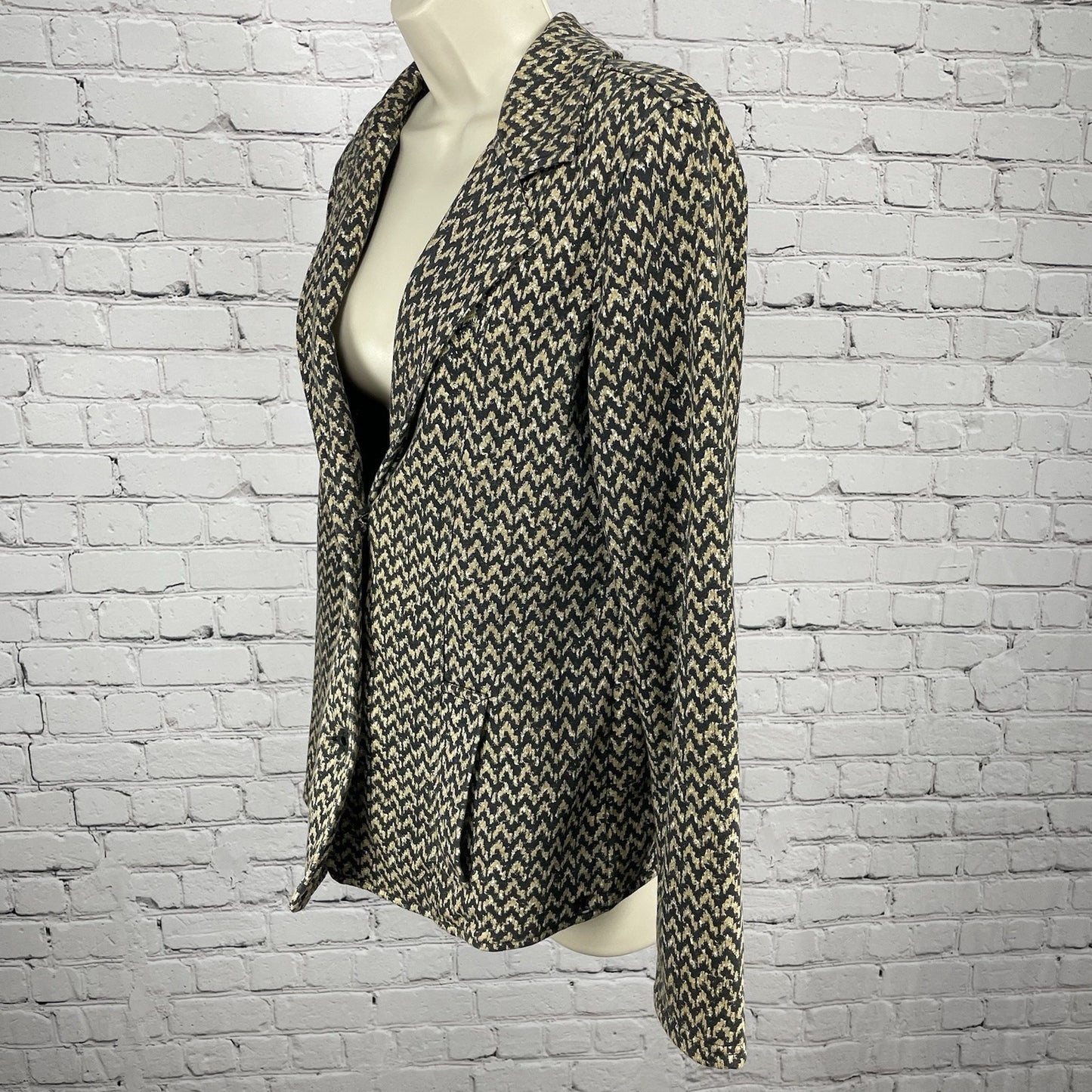Hurley Chevron Cotton Blend Lightweight Button Up Blazer Jacket Unlined Size XL