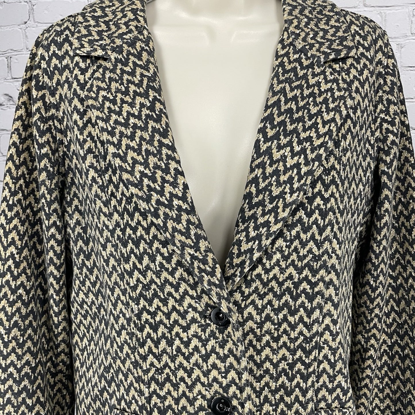 Hurley Chevron Cotton Blend Lightweight Button Up Blazer Jacket Unlined Size XL