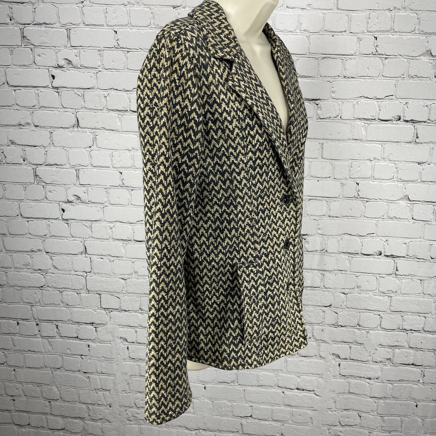 Hurley Chevron Cotton Blend Lightweight Button Up Blazer Jacket Unlined Size XL