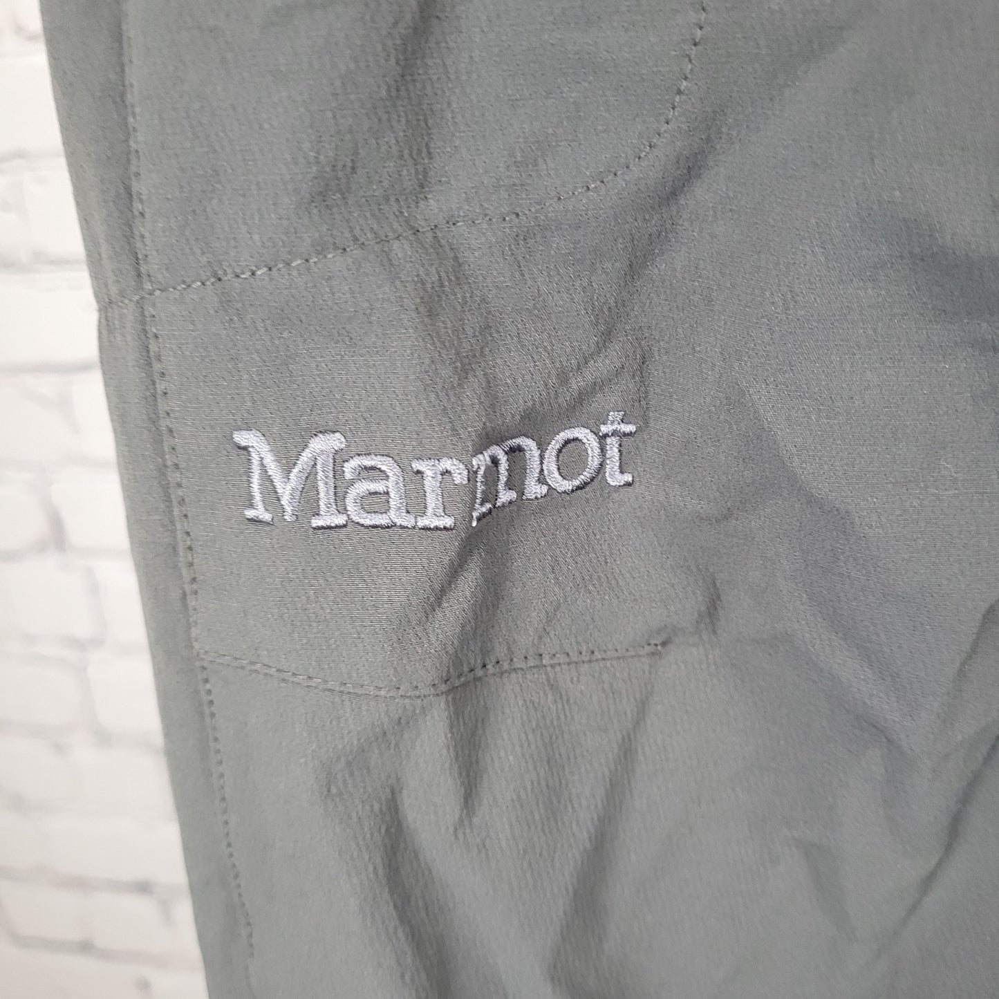 Marmot Grey Nylon Stretch Lined Zipped Pockets Straight Pants Size 34 (34x31)