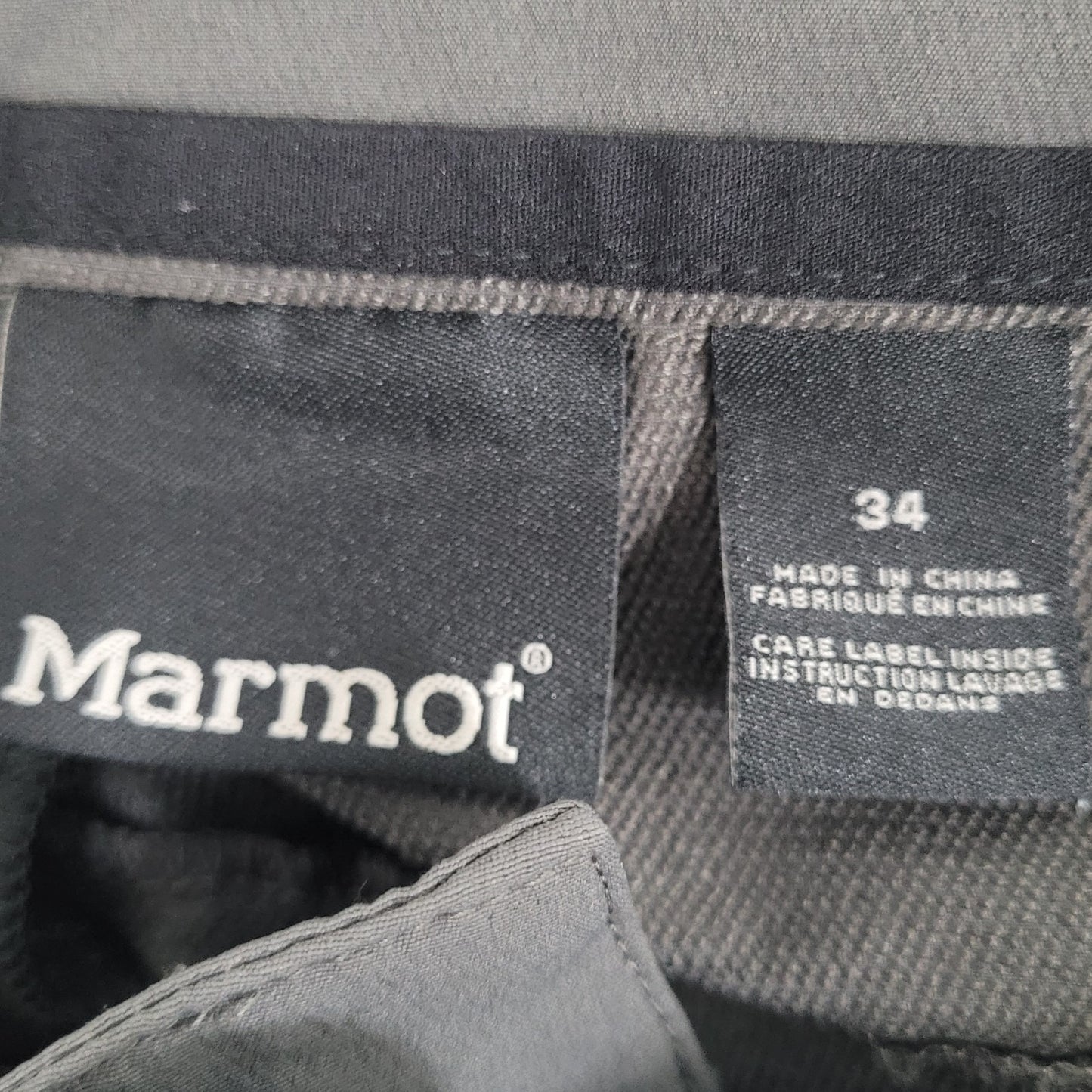 Marmot Grey Nylon Stretch Lined Zipped Pockets Straight Pants Size 34 (34x31)