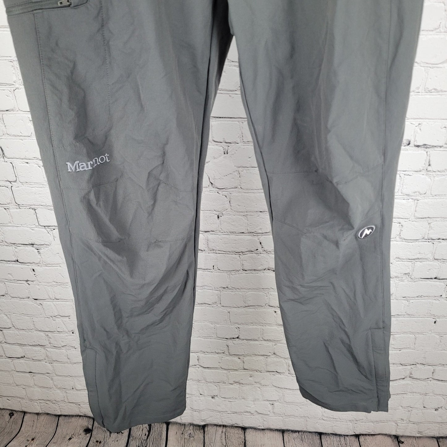 Marmot Grey Nylon Stretch Lined Zipped Pockets Straight Pants Size 34 (34x31)