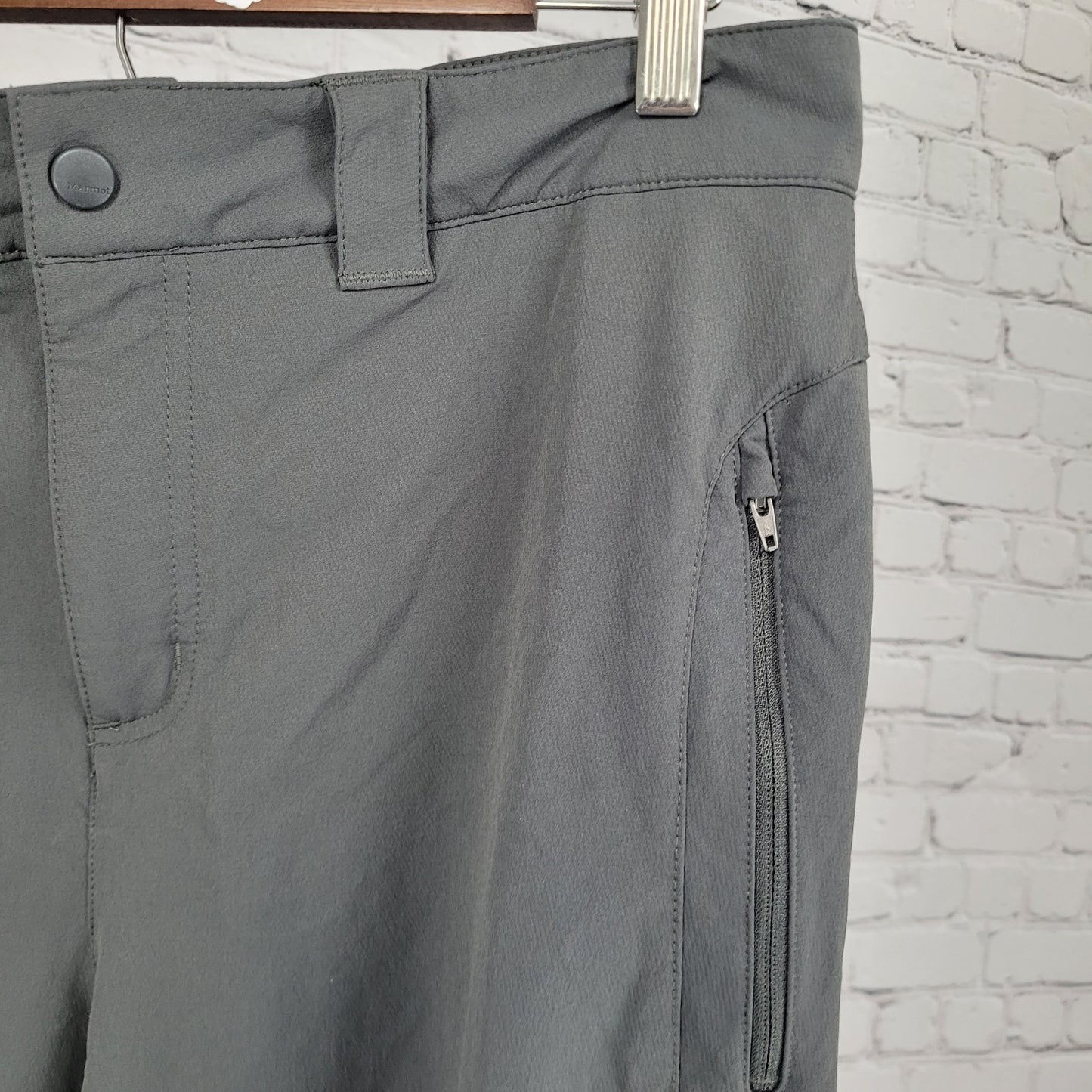 Marmot Grey Nylon Stretch Lined Zipped Pockets Straight Pants Size 34 (34x31)