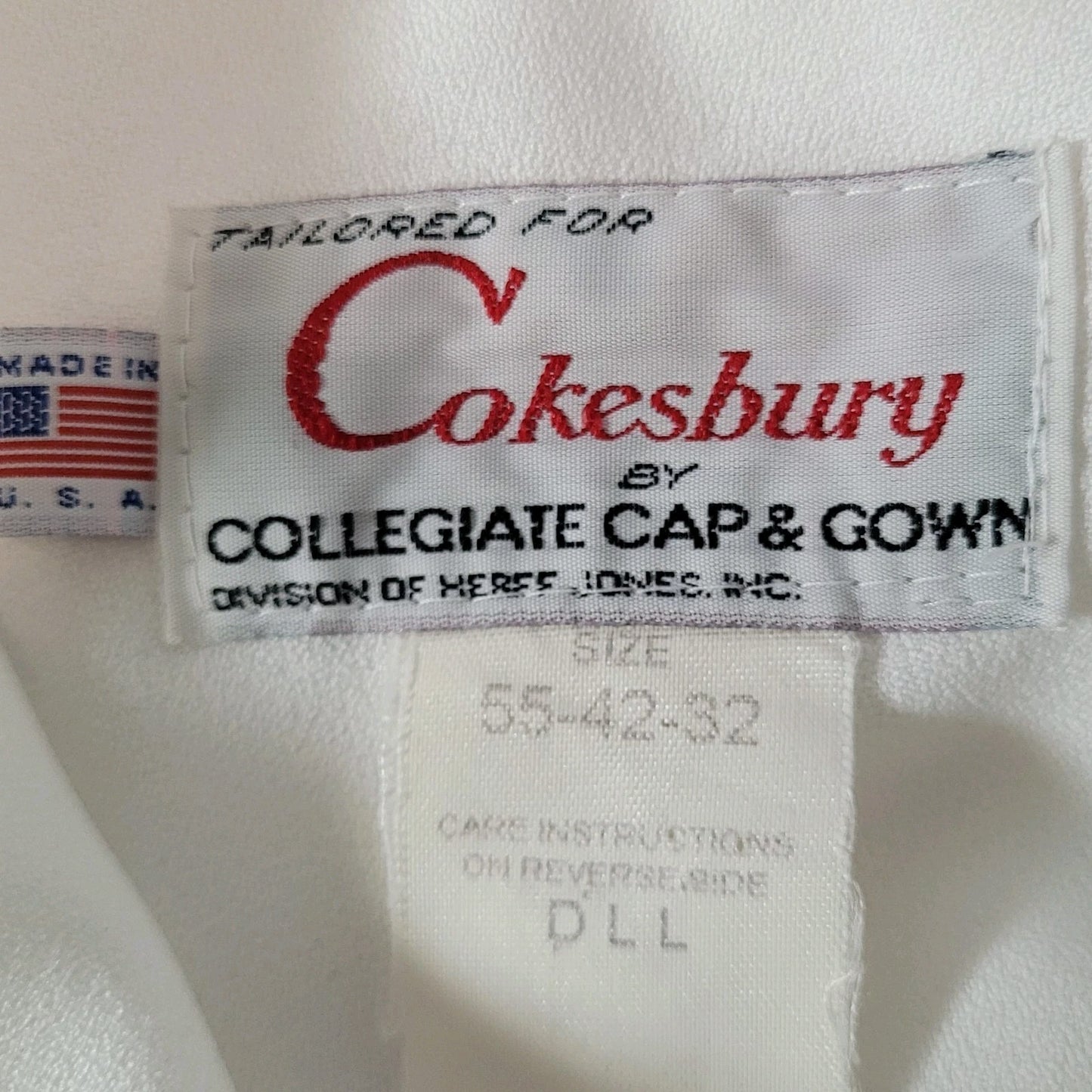 VTG Collegiate Cap & Gown White Lace Trim Clergy Robe Alb USA Made Size 55-42-32