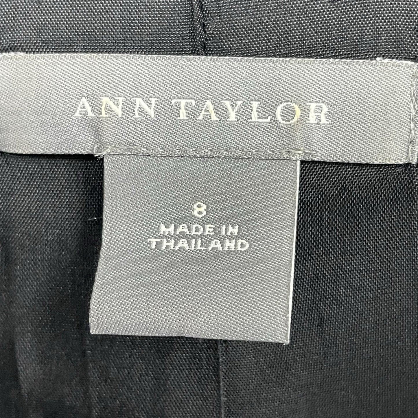 Ann Taylor Black Cotton White Trim Stitch 3 Button Blazer Jacket Stretch Size 8