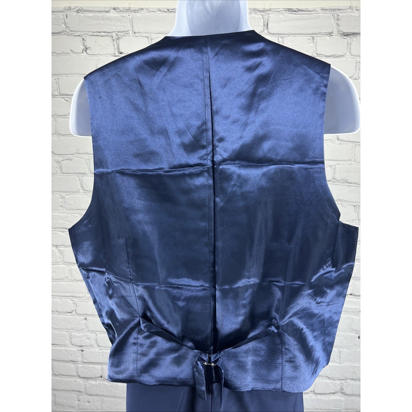 Unbranded Blue Full Suit 4 Piece Set Vest Pants Necktie Notch 2 Button Jacket XL