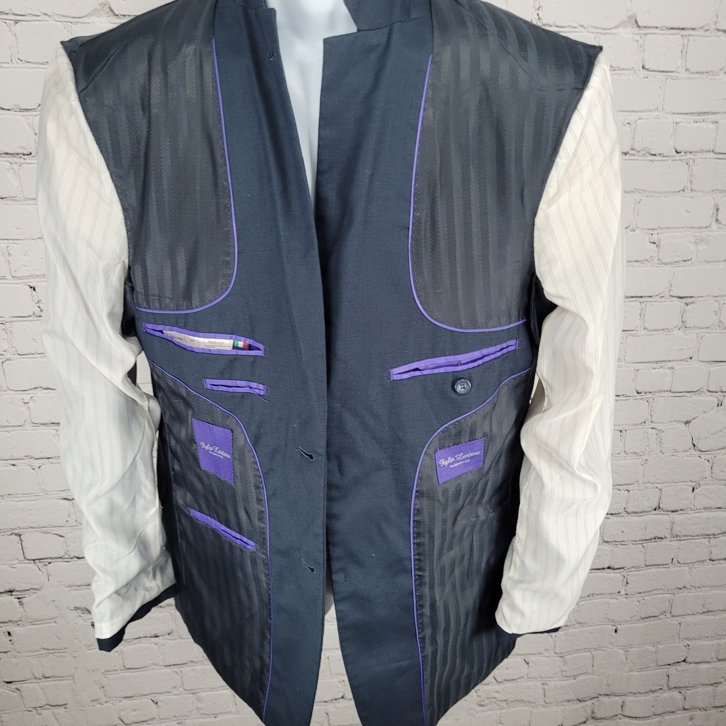 Figlio Lontano Navy 2 Button Single Vented Notch Blazer Sport Coat Size 40R