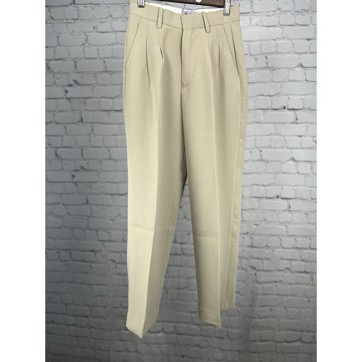 NWT Toulair Beige High Rise Pleated Vritti Trousers Dress Slacks Pants (24X27)