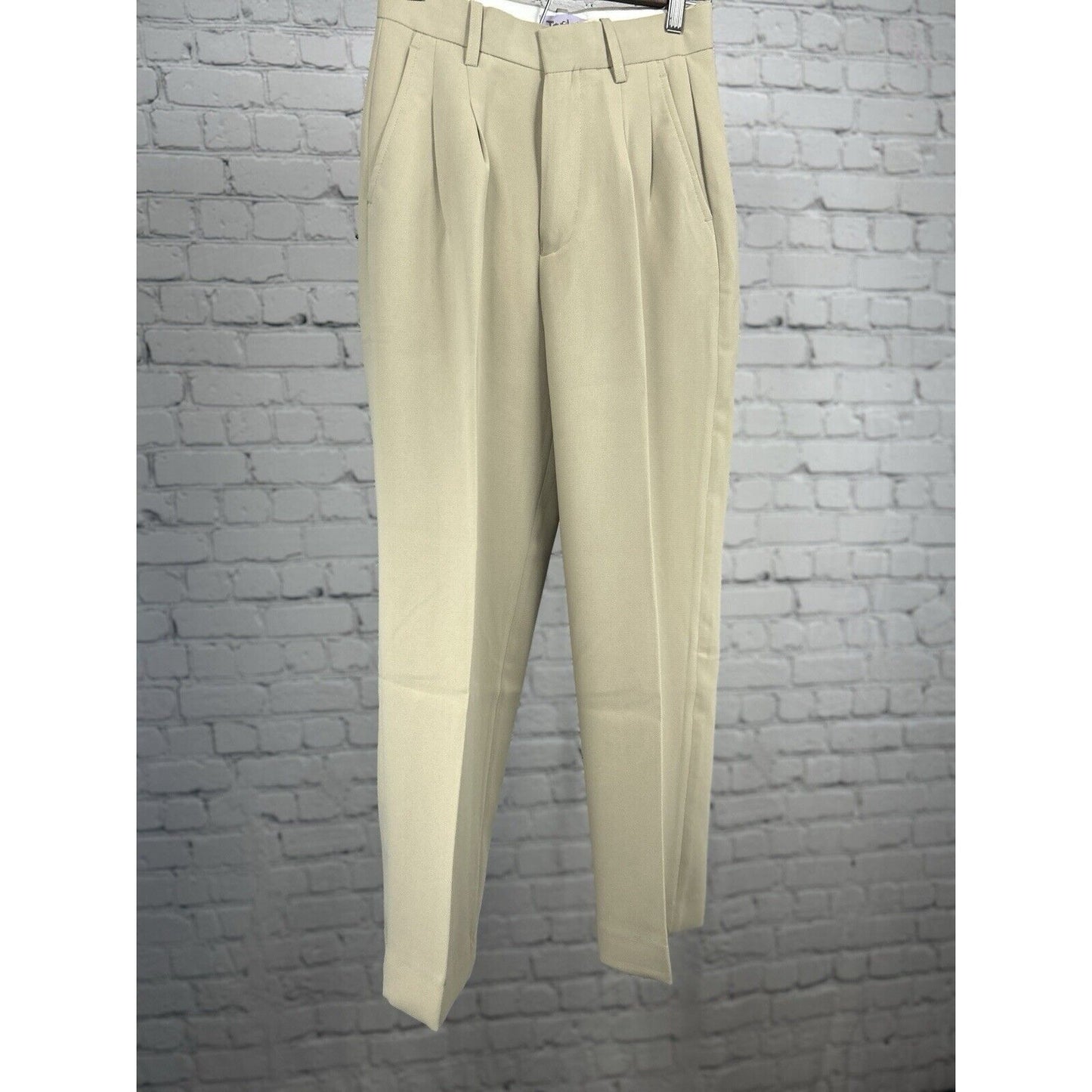 NWT Toulair Beige High Rise Pleated Vritti Trousers Dress Slacks Pants (24X27)