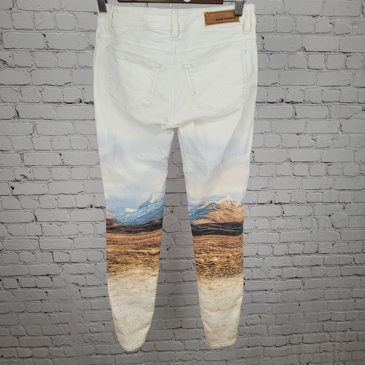 HUGO BOSS Orange Label Landscape Print Low Rise Skinny Jeans Size 27 (27x32)
