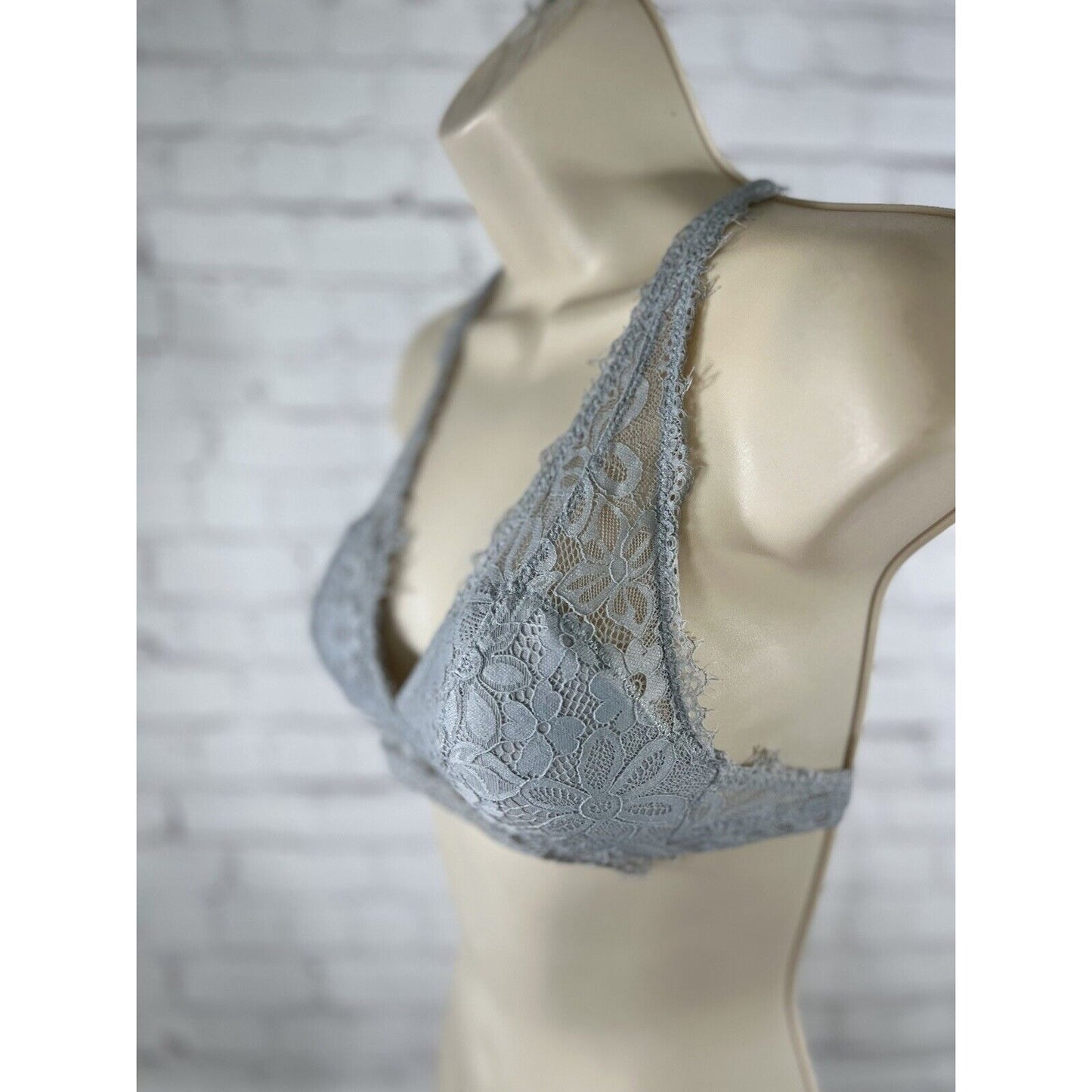 Aerie Lace Gray Crisscross Strappy Back Removable Padding Bralette Bra Womens XS